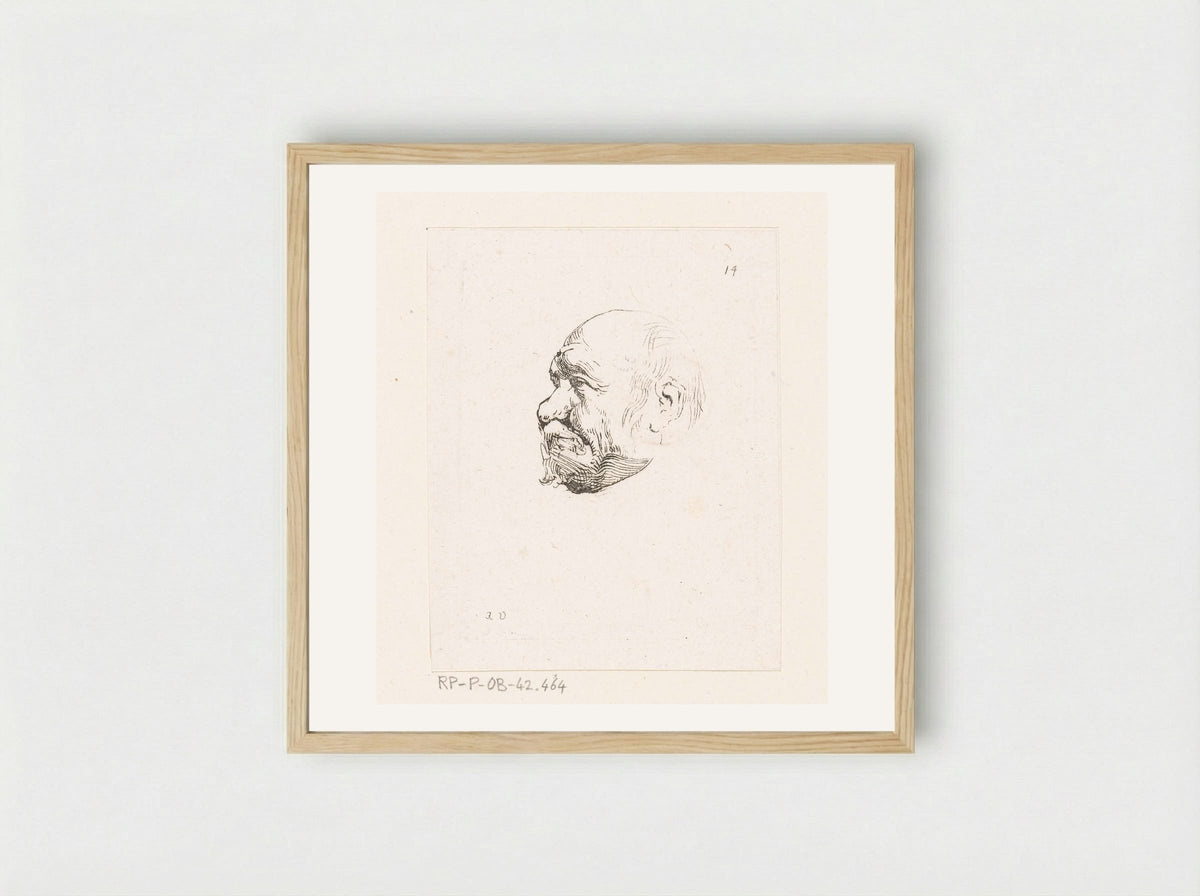Hoofd van een kale man - Anne Claude Philippe de Tubières, comte de Caylus - Framed Print Wood