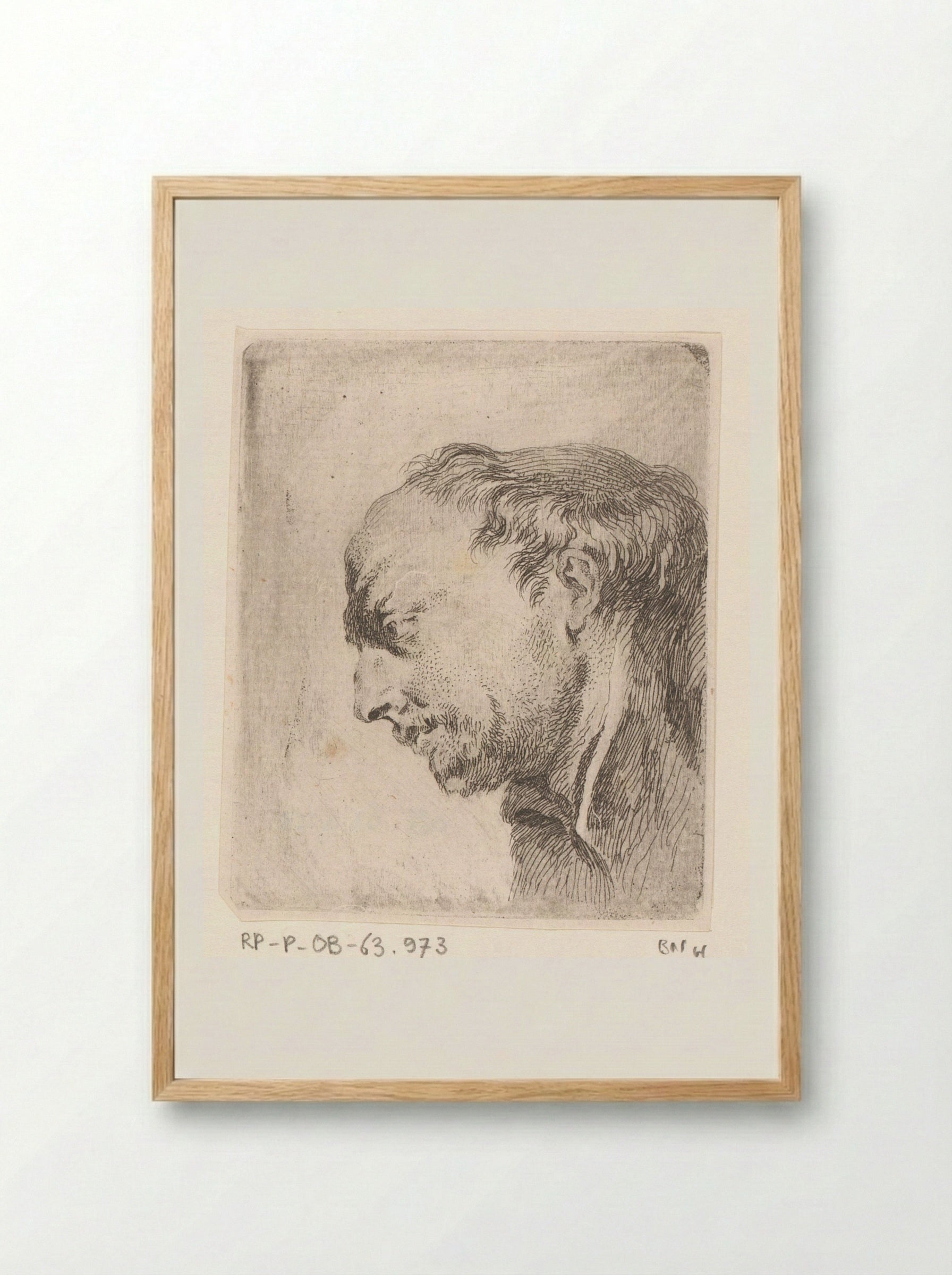 Hoofd van een kalende man - Jacques-Philippe Le Bas - Framed Print Wood