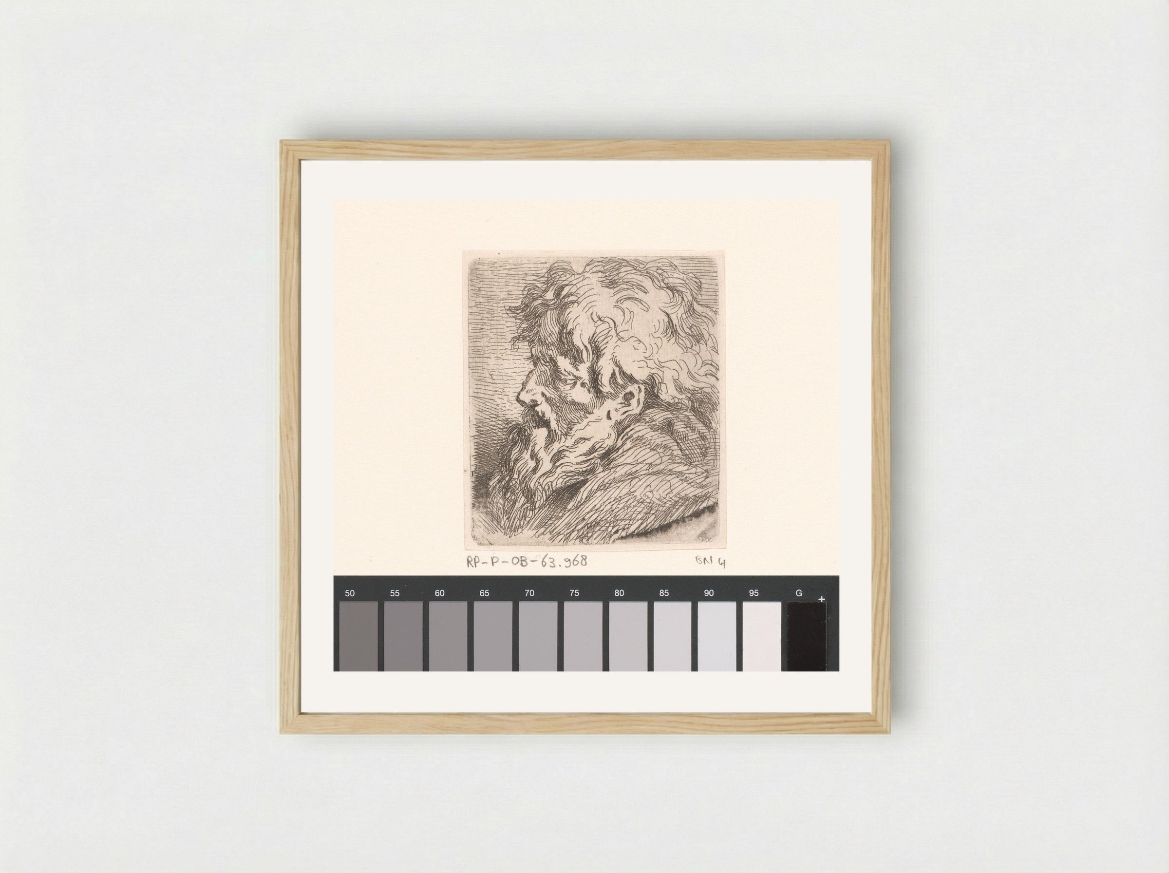 Hoofd van een oudere man met baard - Jacques-Philippe Le Bas - Framed Print Wood