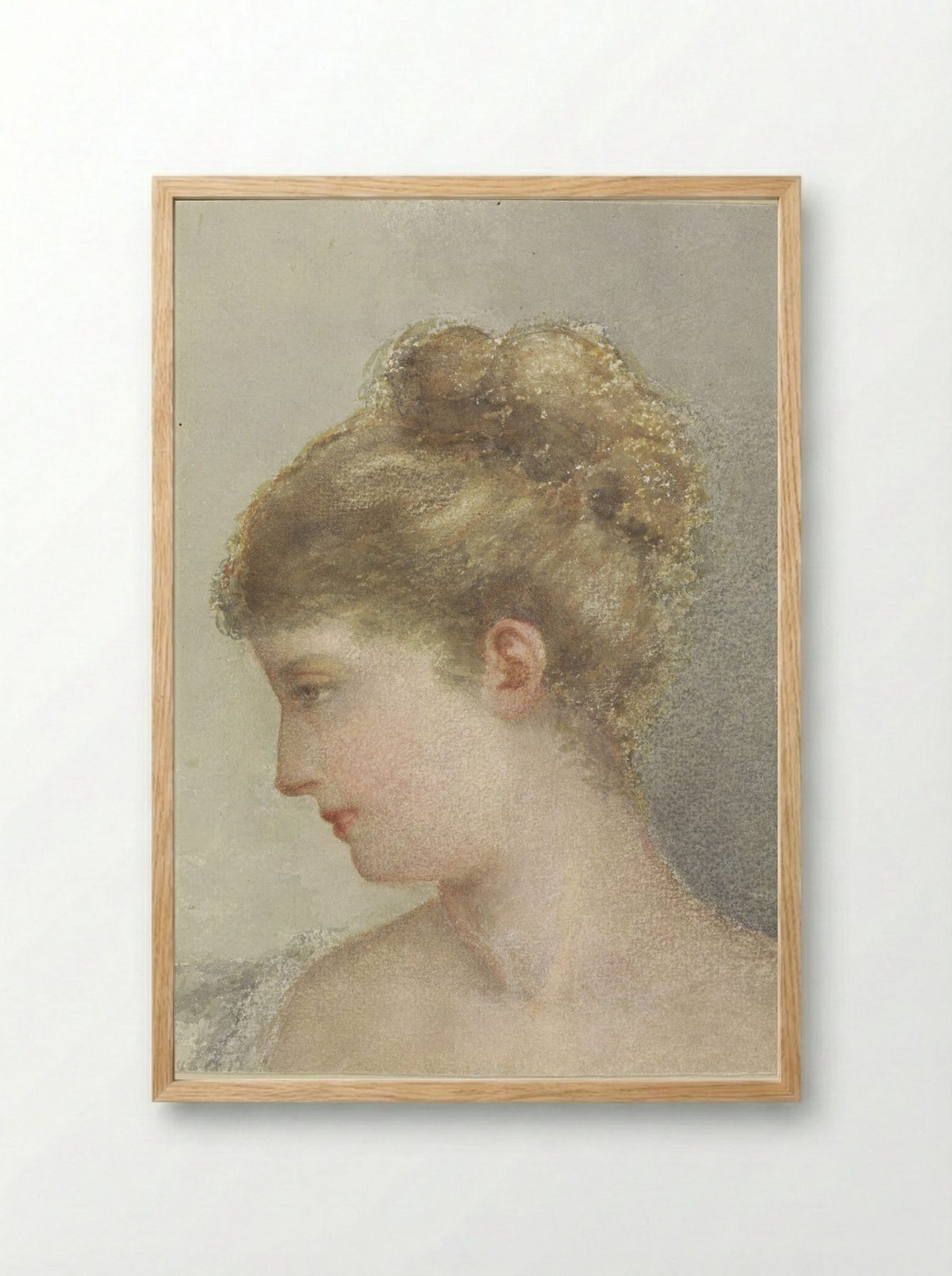 Hoofd van een vrouw, en profil naar links - Albert Martin - Framed Print Wood