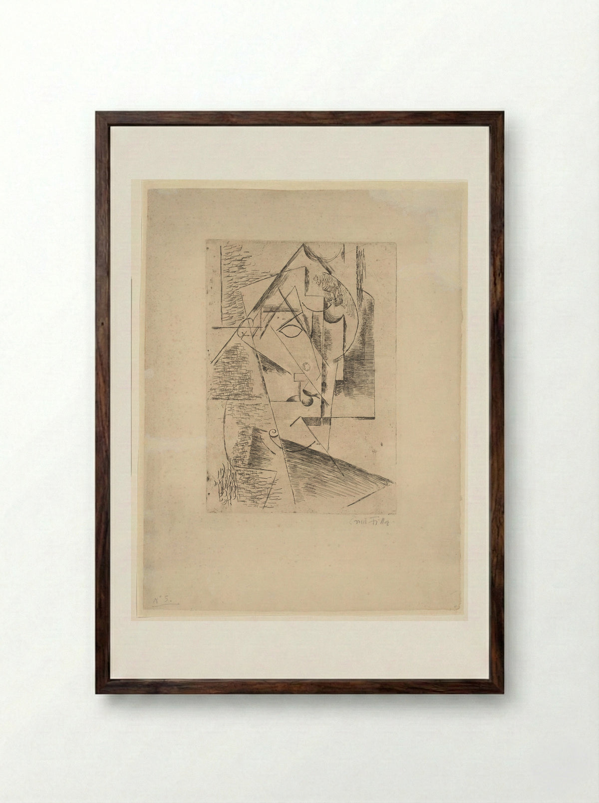 Hoofd van een vrouw - Emil Filla - Framed Print Dark Wood