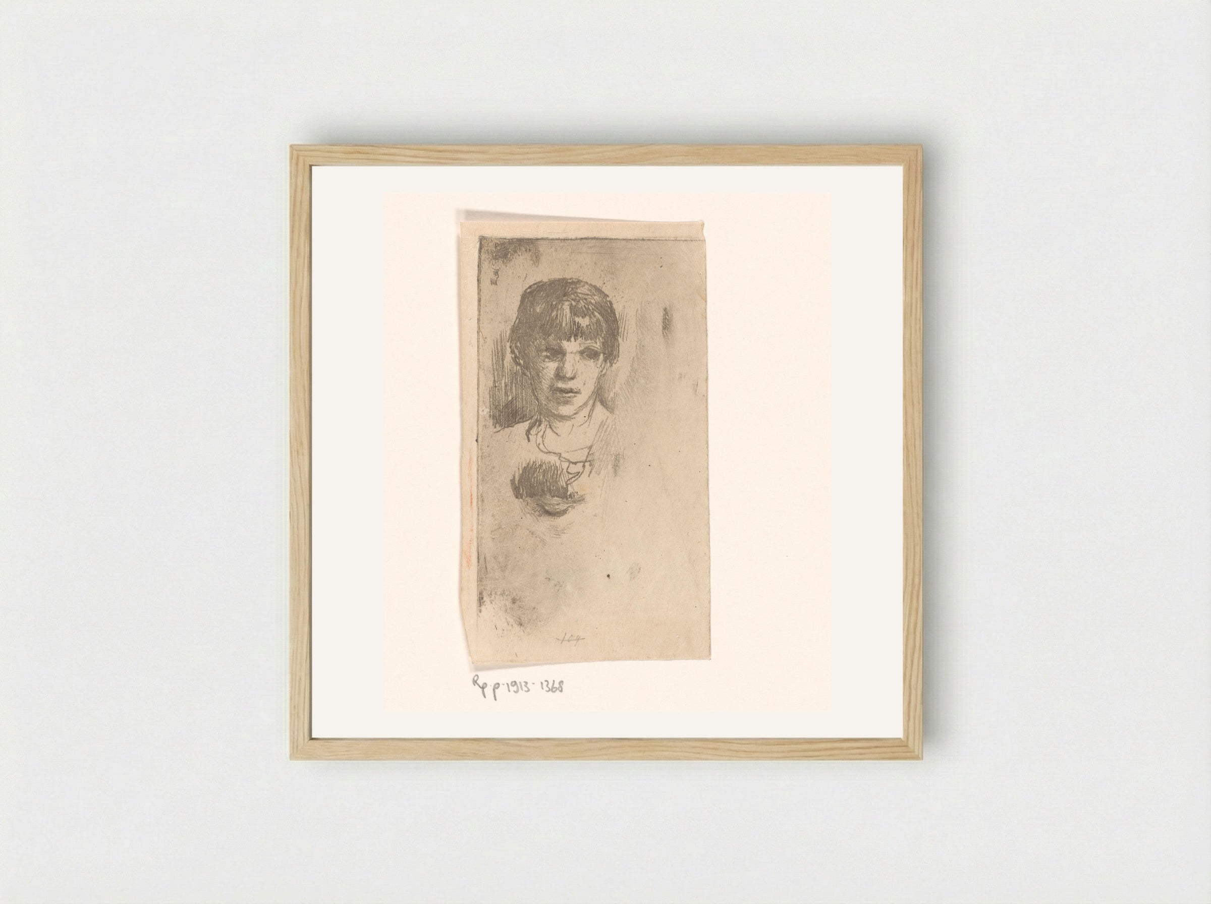 Hoofd van een vrouw - Philip Zilcken - Framed Print Wood