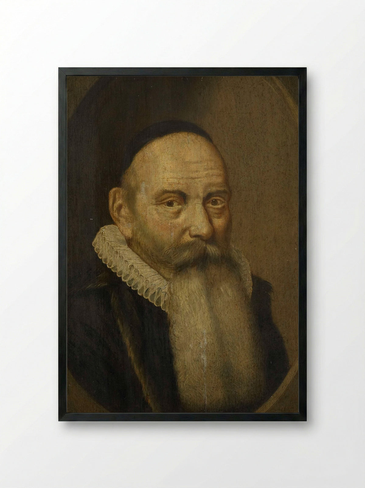 Hoofd van man met baard, in profiel naar links - Cornelis van der Voort - Framed Print Black