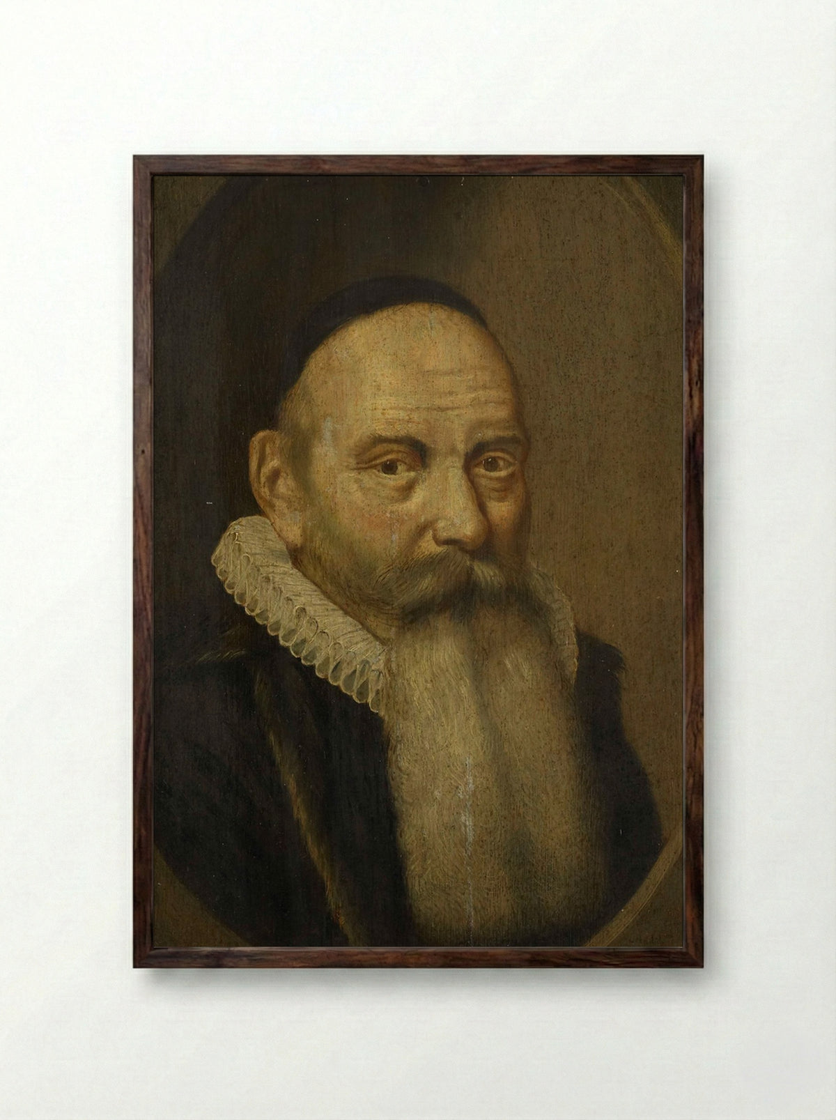 Hoofd van man met baard, in profiel naar links - Cornelis van der Voort - Framed Print Dark Wood