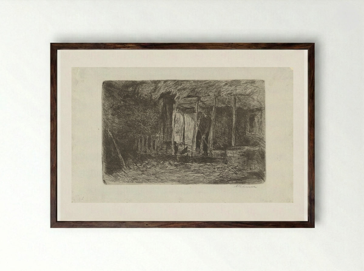 Hooischuur (Hay Barn) - Anton Mauve - Framed Print Dark Wood