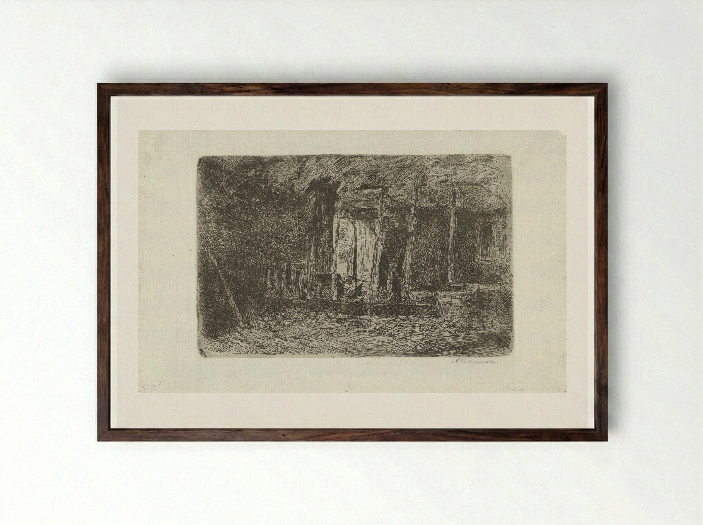 Hooischuur (Hay Barn) - Anton Mauve - Framed Print Dark Wood