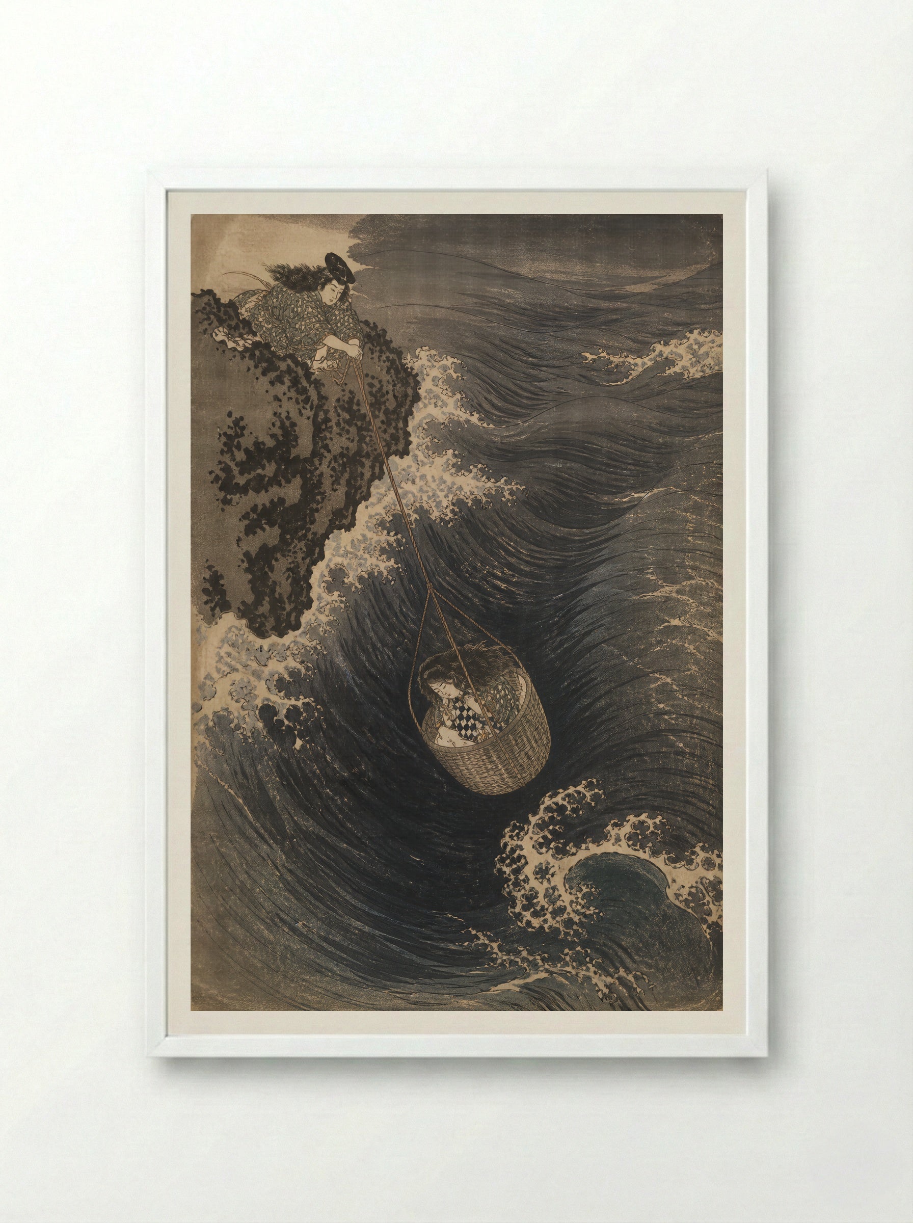 Hoori at the Sea Palace: The Hook Is Lost - Framed Print White