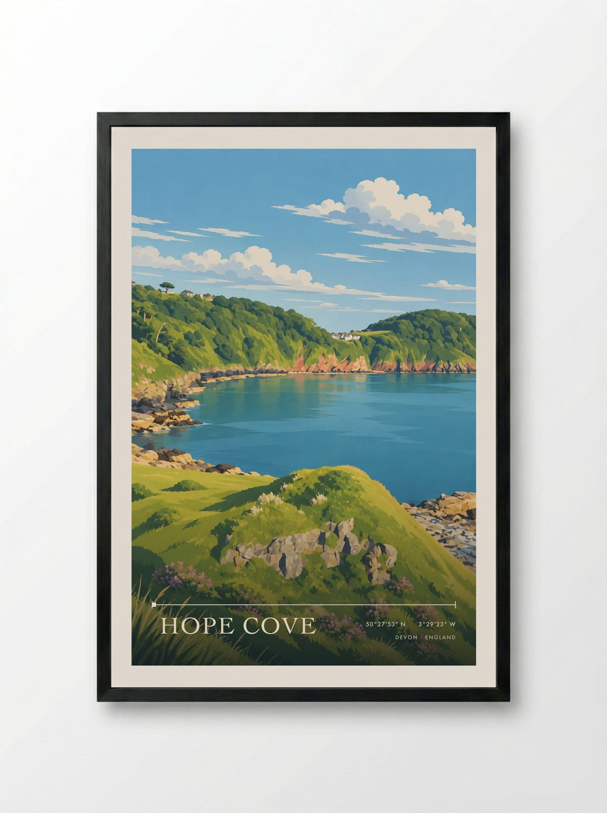 Hope Cove, Devon | Travel Poster - Framed Print Black
