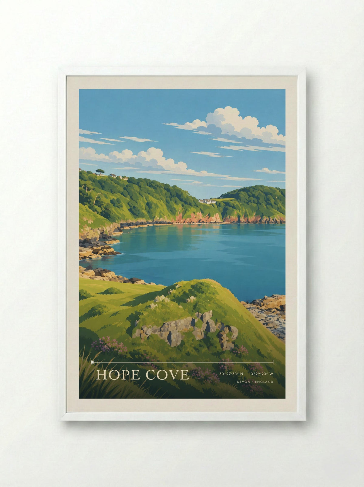 Hope Cove, Devon | Travel Poster - Framed Print White