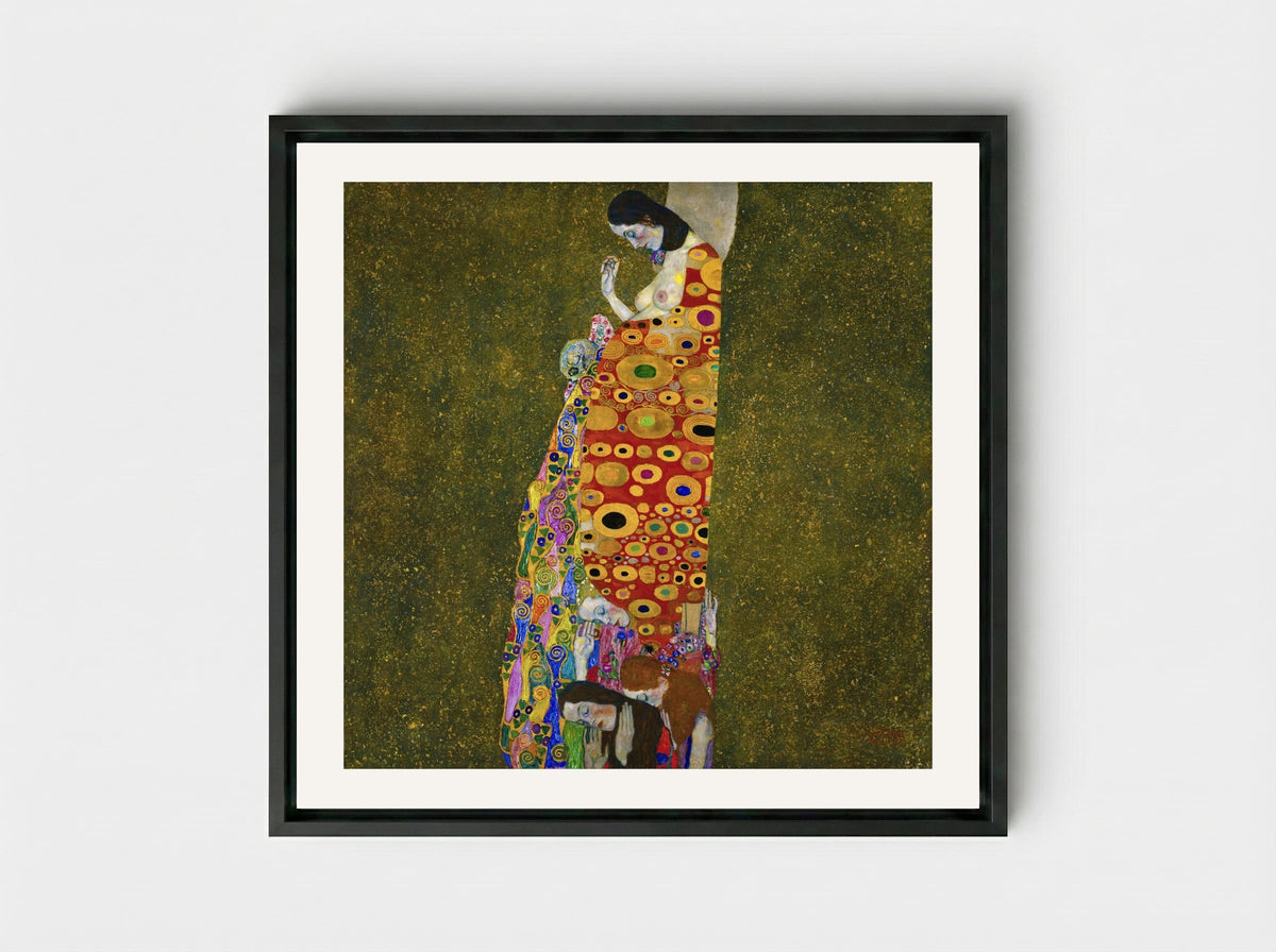 Hope II - Gustav Klimt - Framed Canvas Black