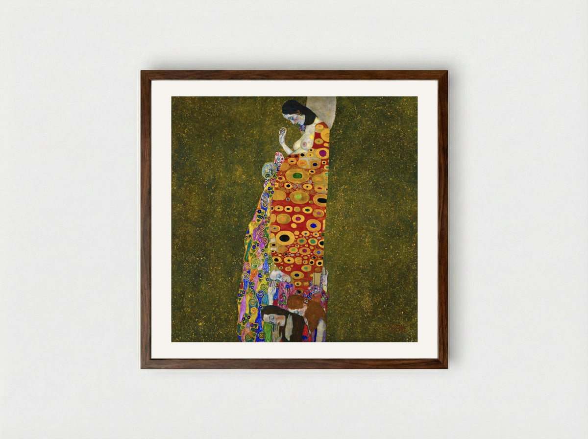 Hope II - Gustav Klimt - Framed Print Dark Wood