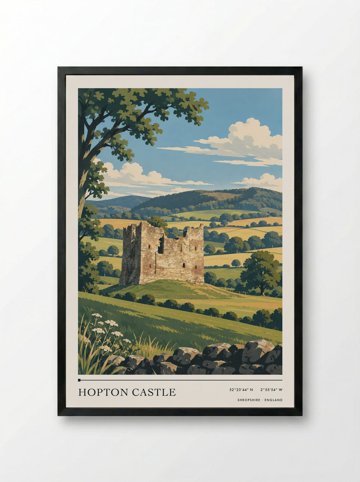Hopton Castle, Shropshire | Travel Poster - Framed Print Black