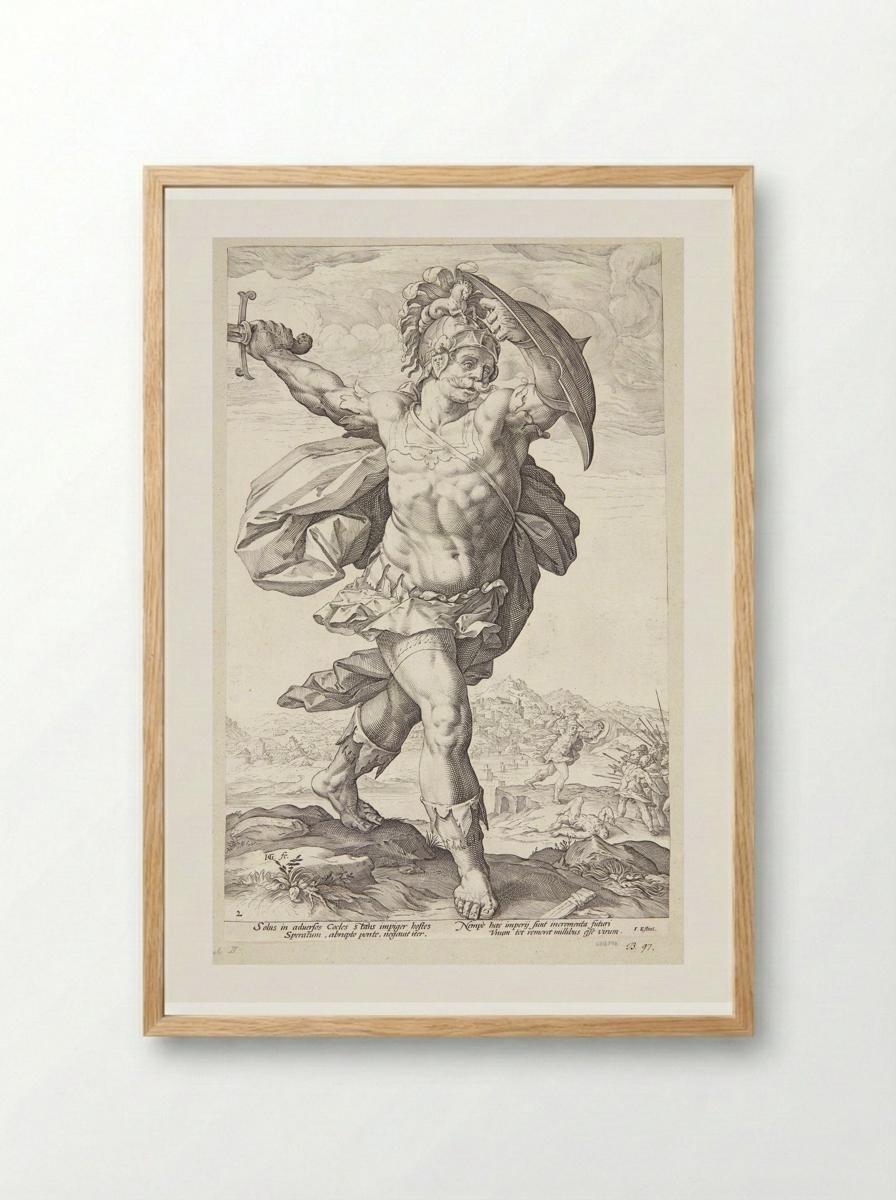 Horatius Cocles - Hendrick Goltzius - Framed Print Wood