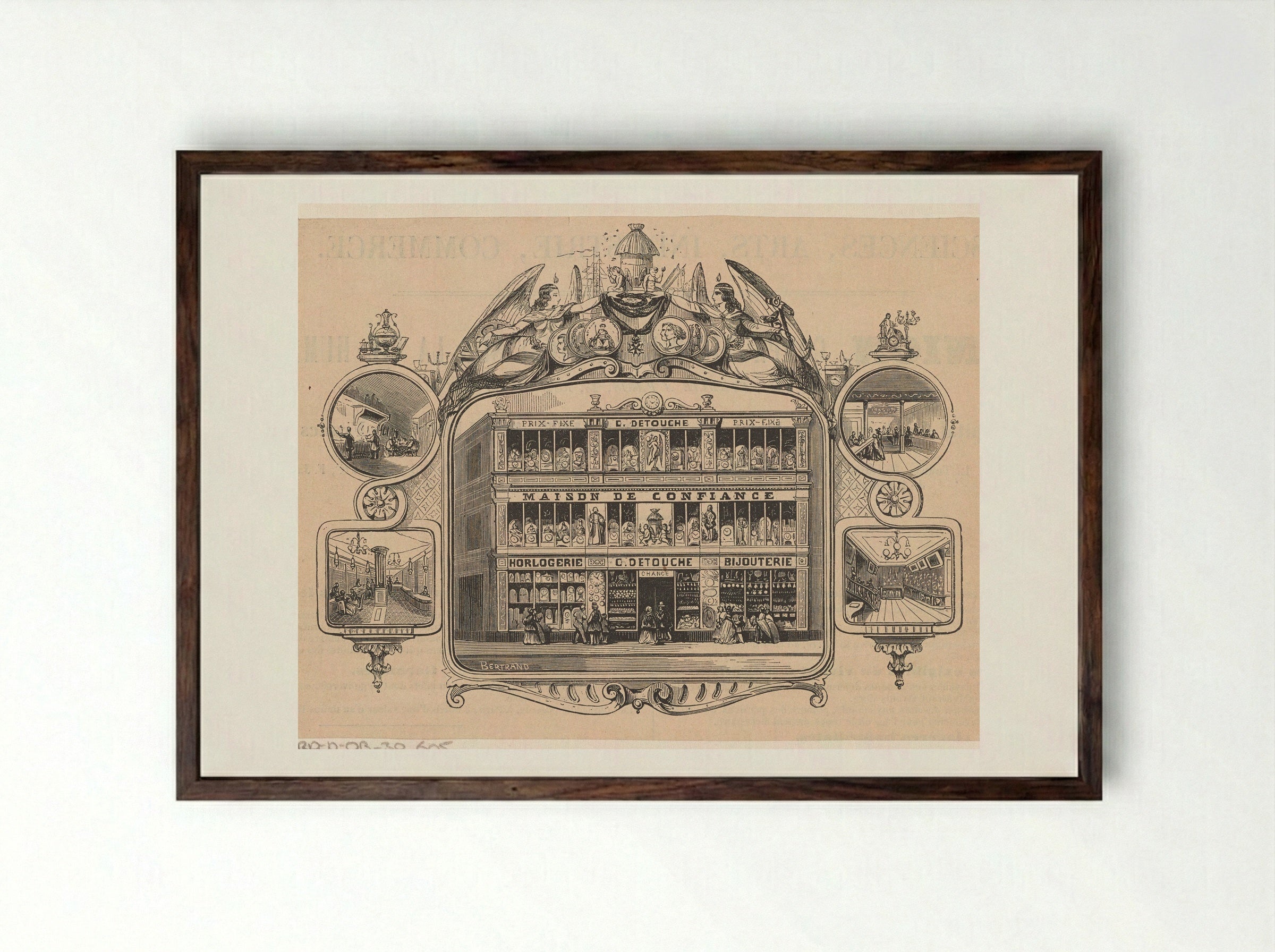 Horlogerie en bijouterie C. Detouche te Parijs - Isaac Weissenbruch - Framed Print Dark Wood