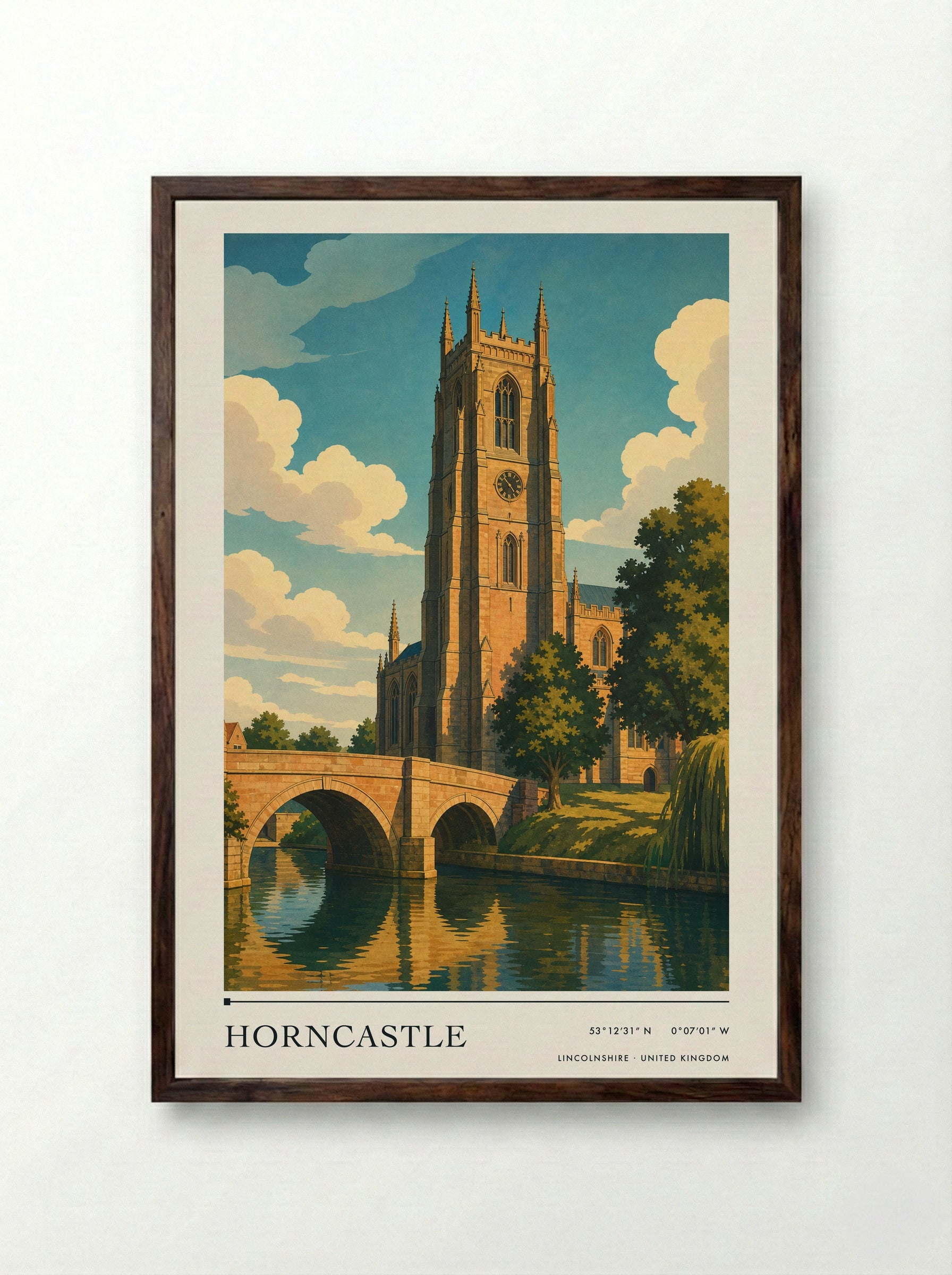 Horncastle Lincolnshire United Kingdom Travel Poster - Framed Print Dark Wood