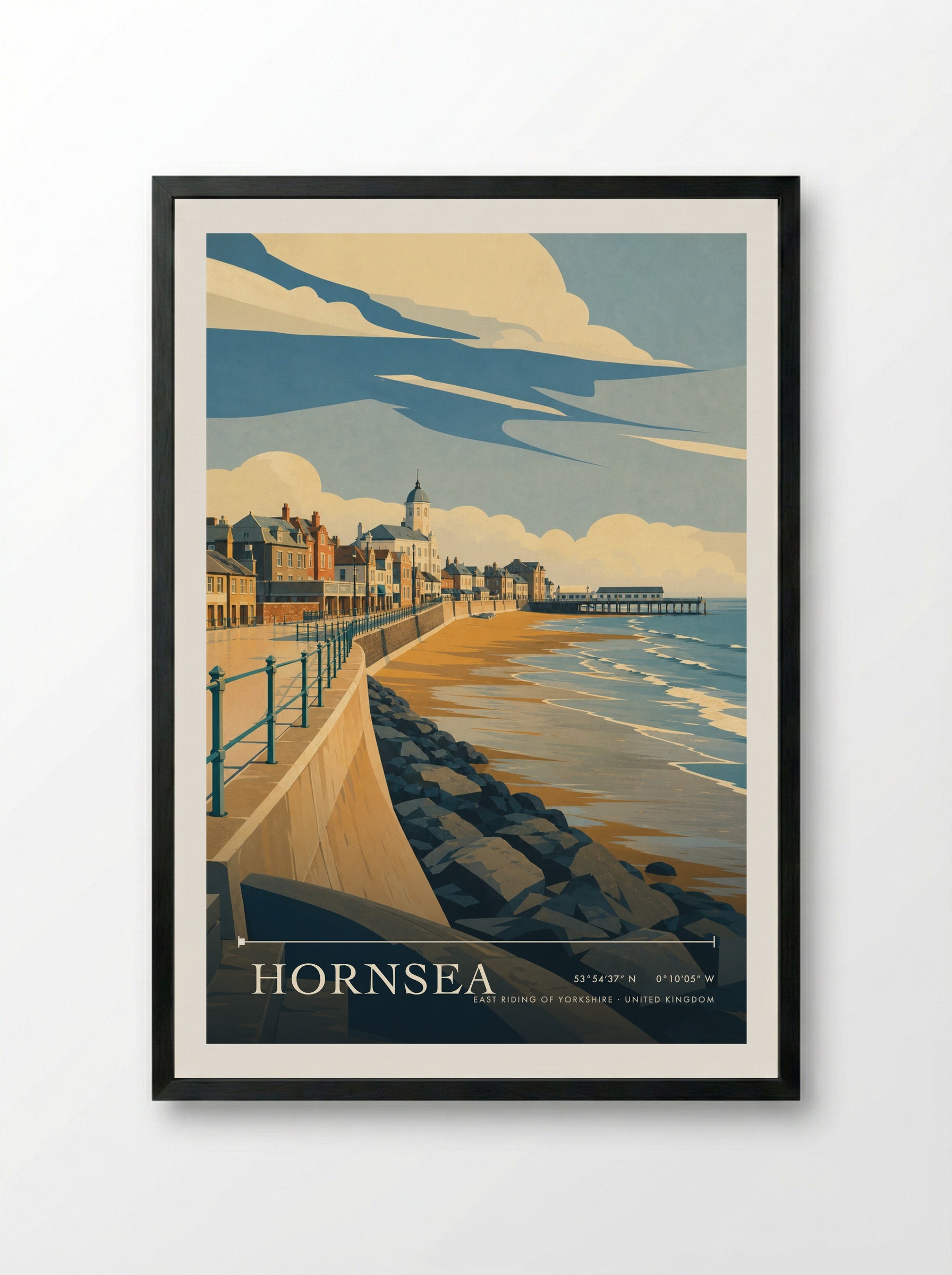 Hornsea East Riding of Yorkshire United Kingdom Travel Poster - Framed Print Black