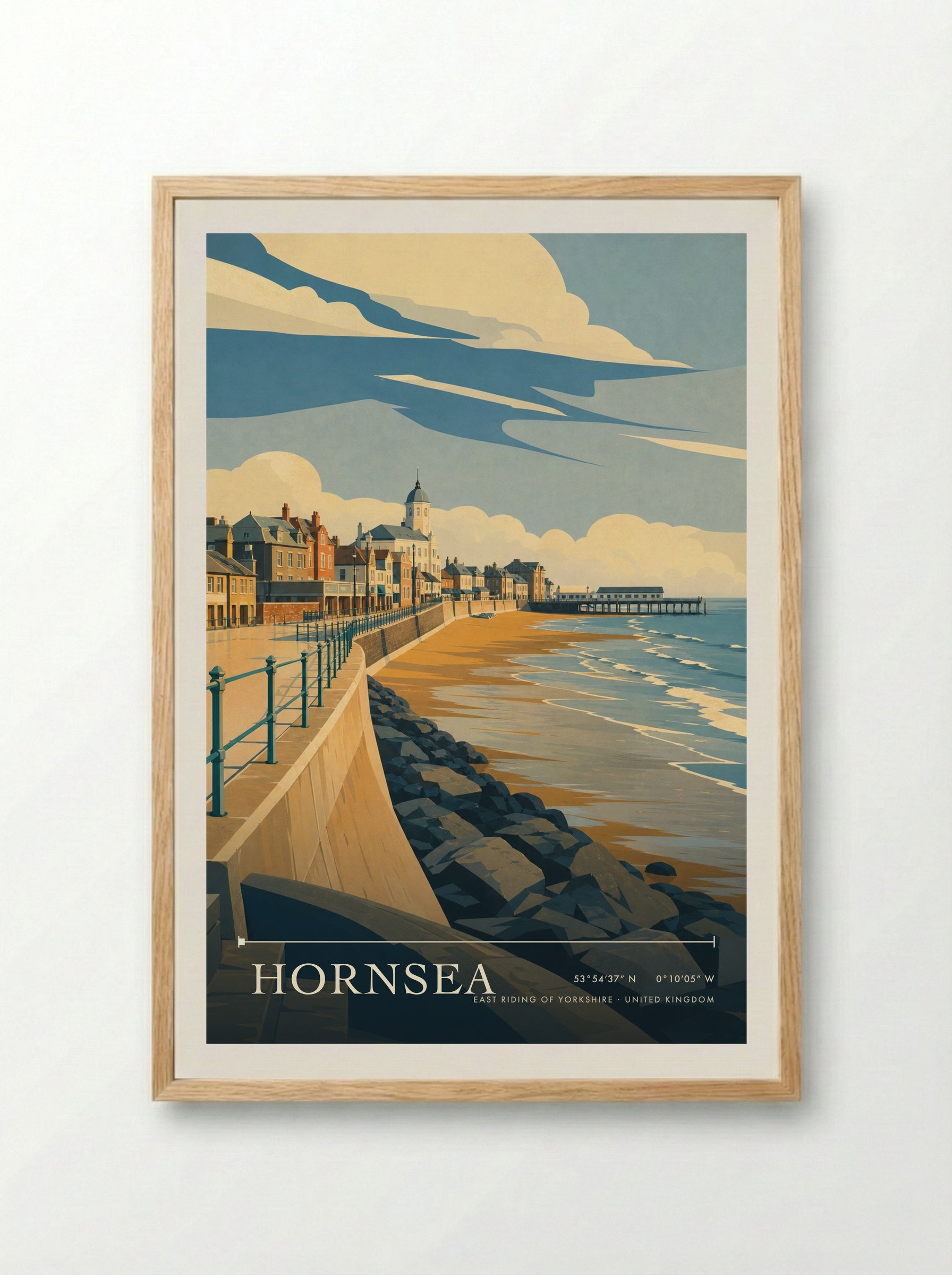 Hornsea East Riding of Yorkshire United Kingdom Travel Poster - Framed Print Wood