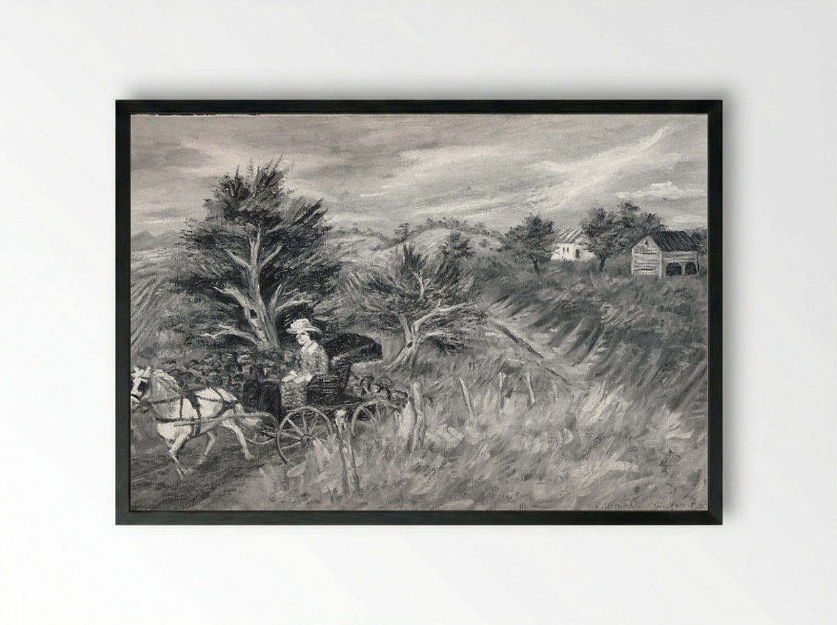 Horse and Buggy - Reginald Wilson - Framed Print Black