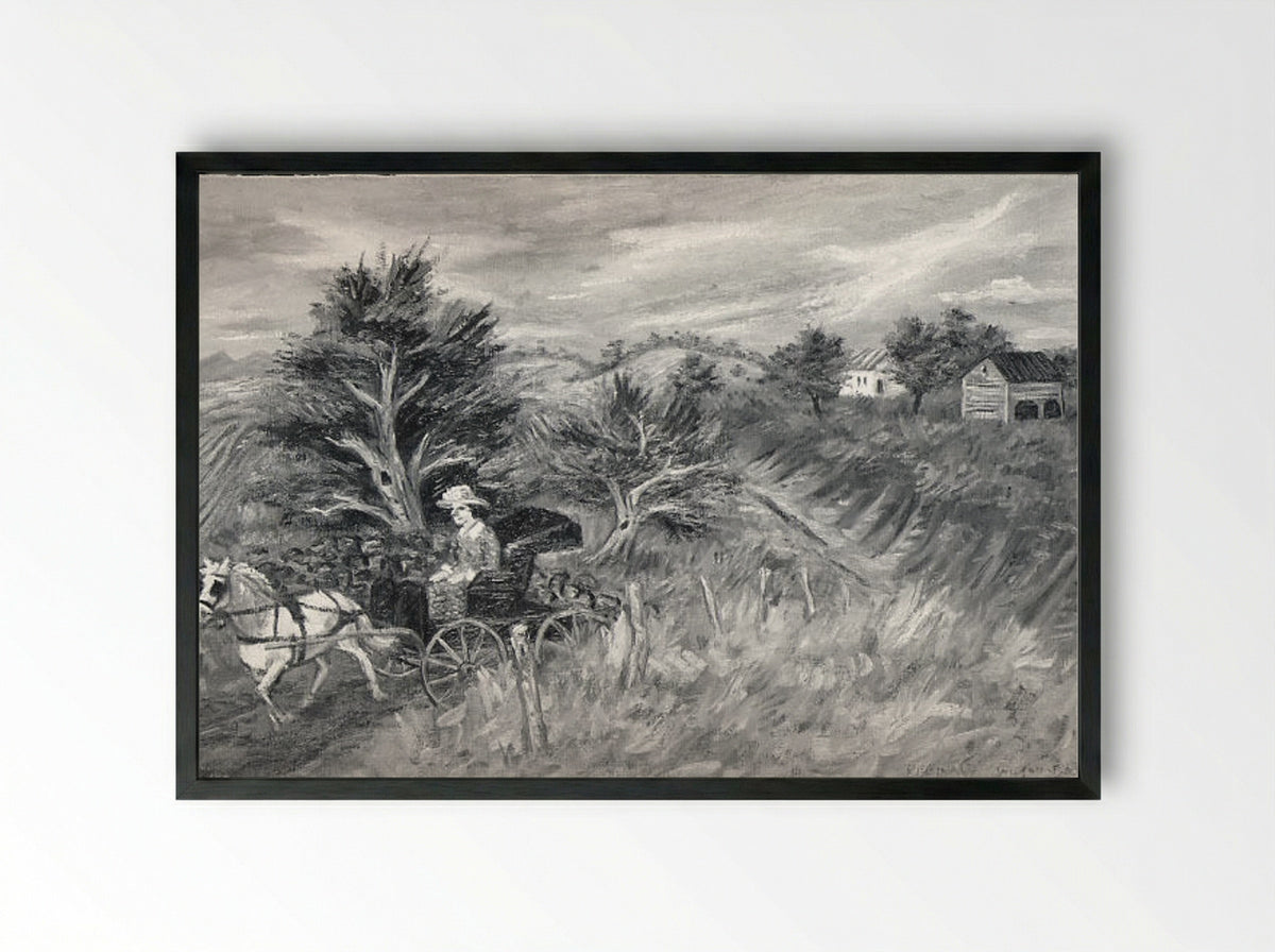 Horse and Buggy - Reginald Wilson - Framed Print Black