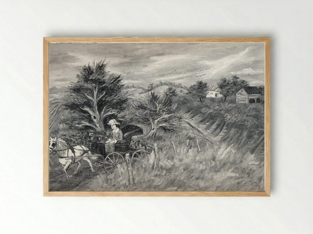 Horse and Buggy - Reginald Wilson - Framed Print Wood