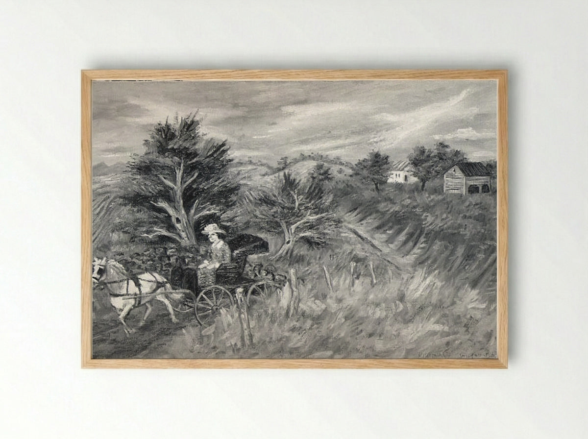 Horse and Buggy - Reginald Wilson - Framed Print Wood