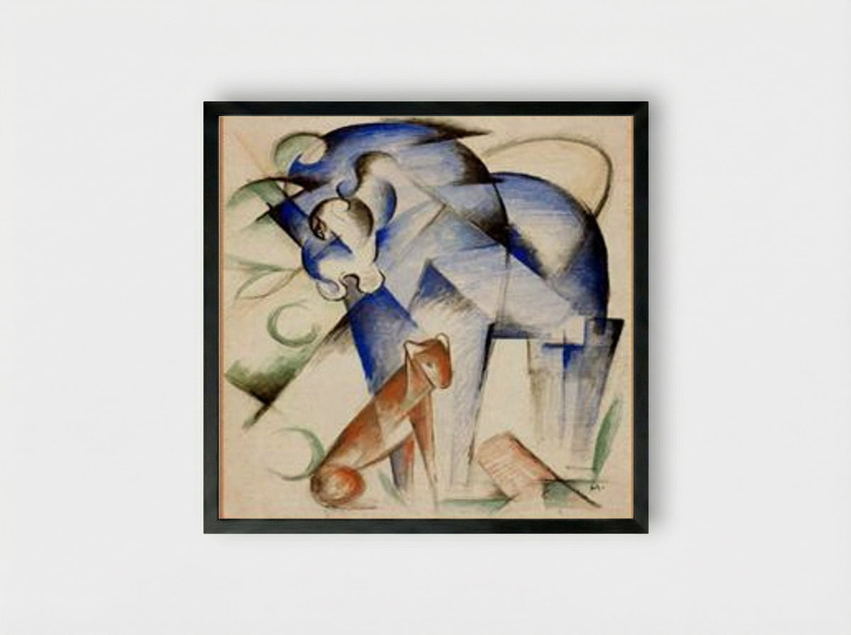 Horse and Dog - Franz Marc - Framed Print Black