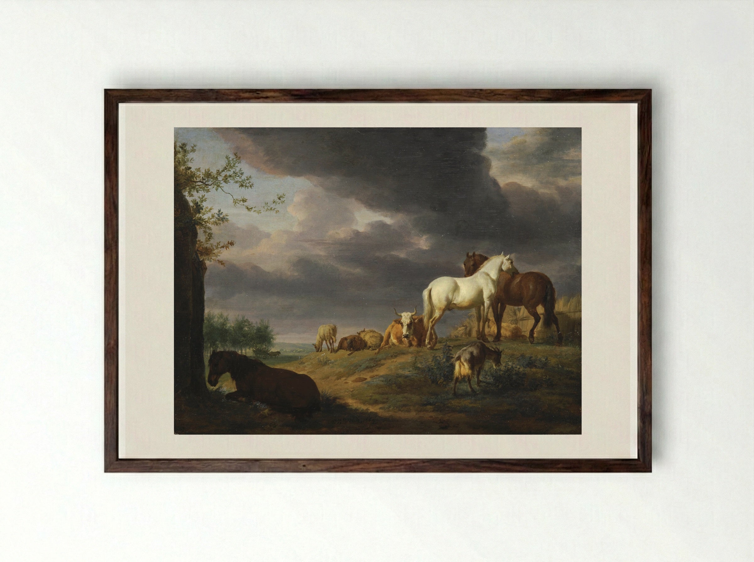 Horse - Adriaen van de Velde - Framed Print Dark Wood