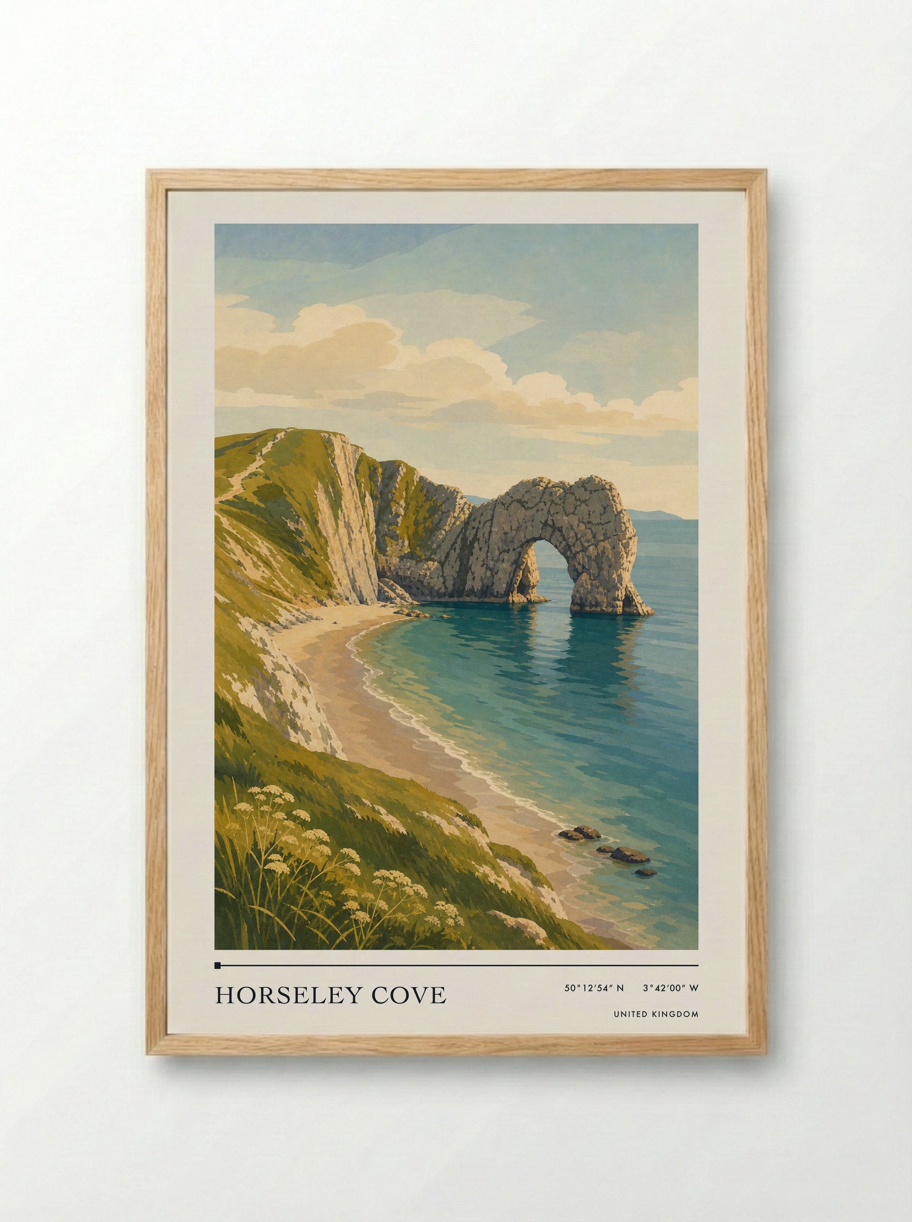Horseley Cove United Kingdom Travel Poster - Framed Print Wood