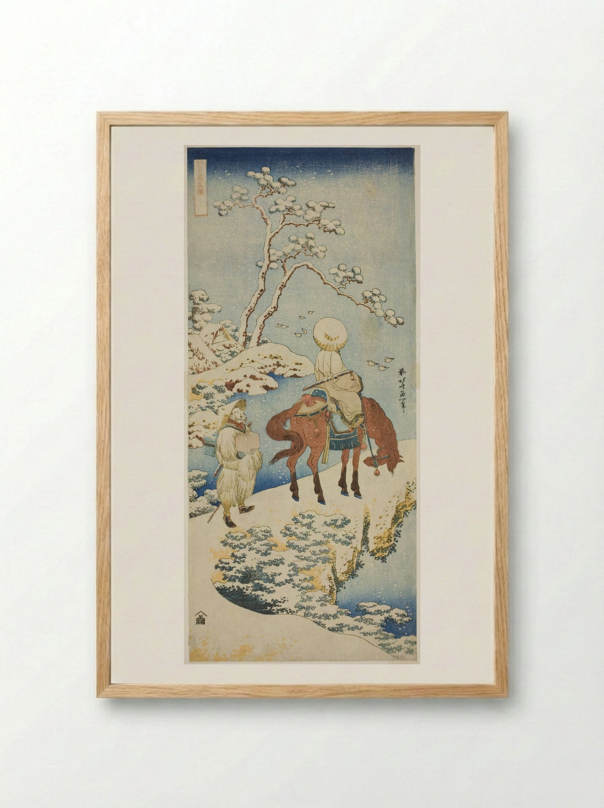 Horseman in Snow - Katsushika Hokusai - Framed Print Wood