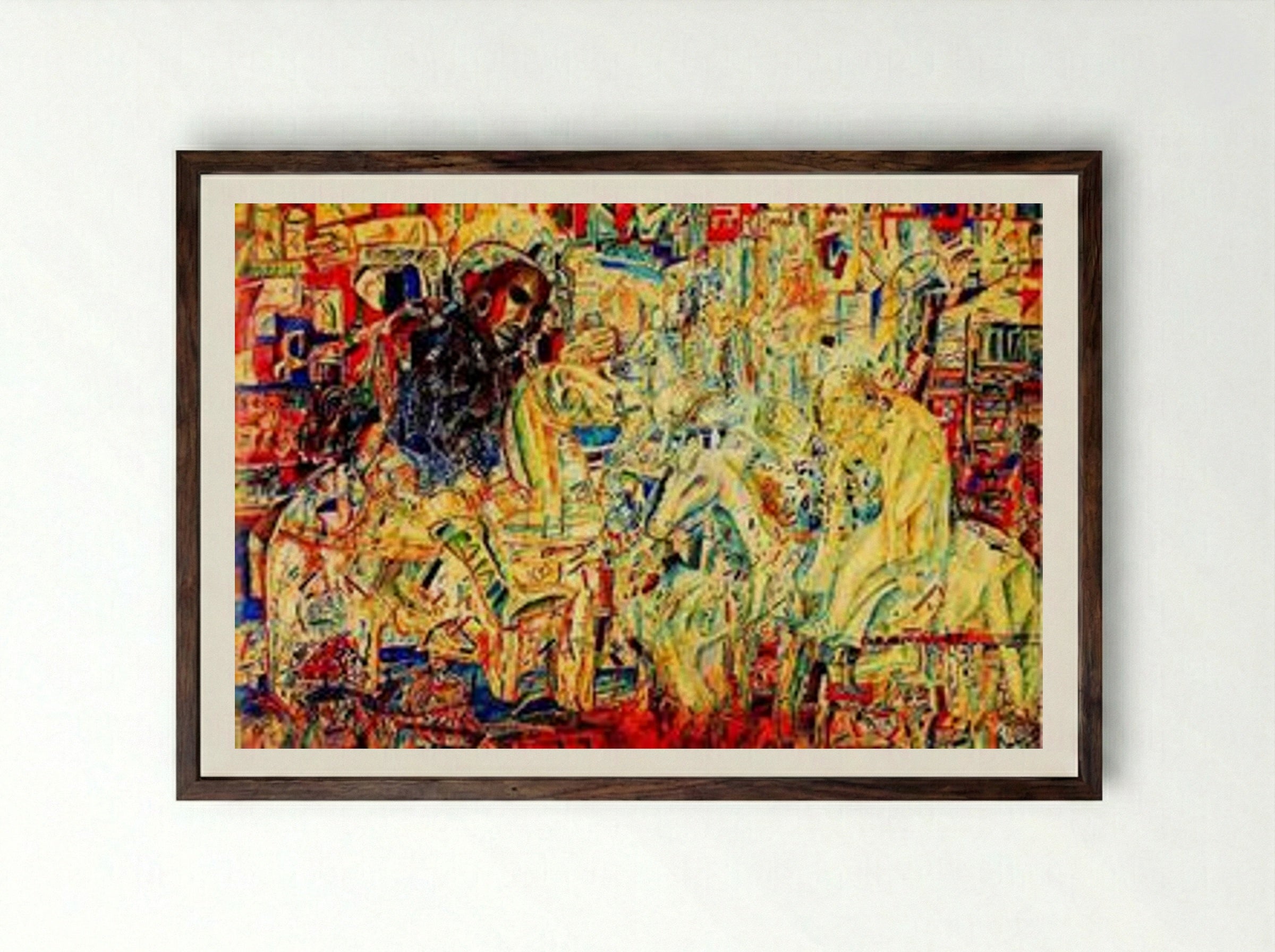 Horsemen - Pavel Filonov - Framed Print Dark Wood