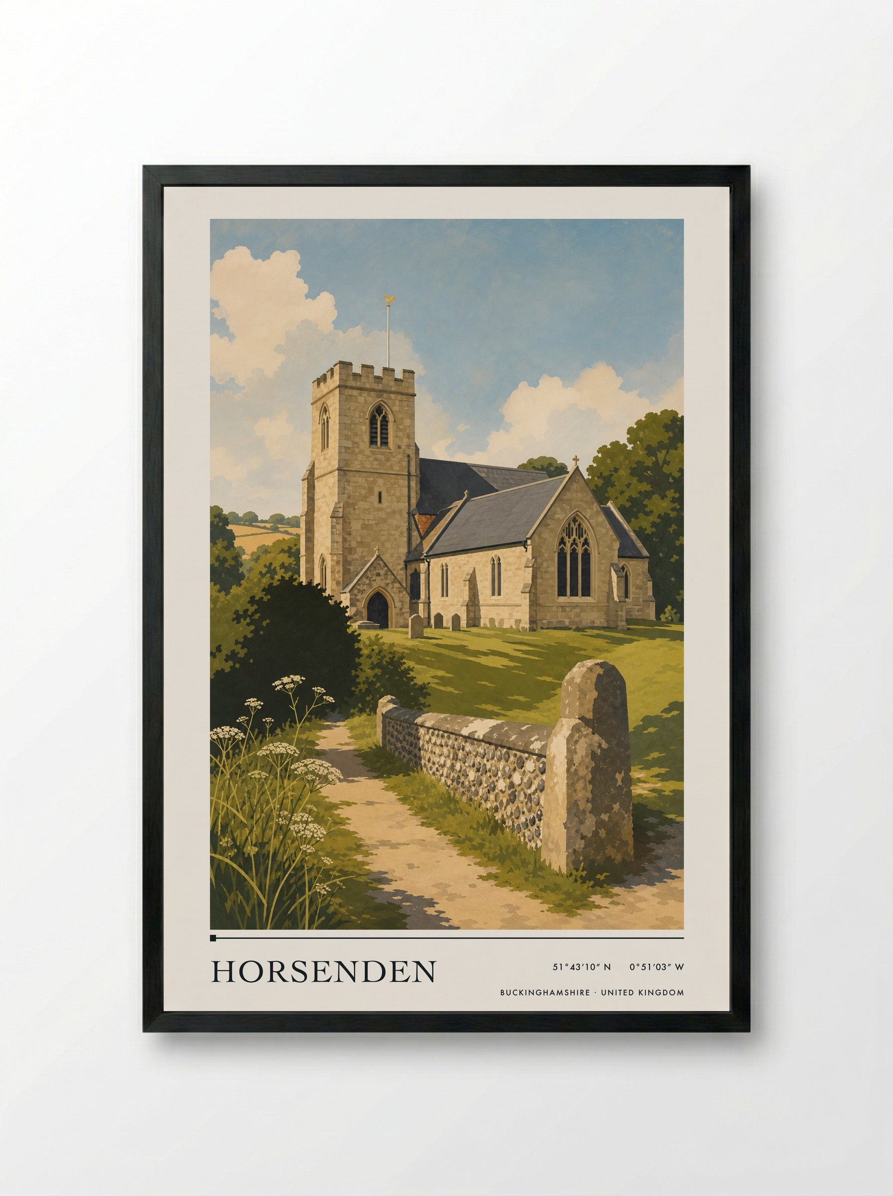 Horsenden Buckinghamshire United Kingdom Travel Poster - Framed Print Black