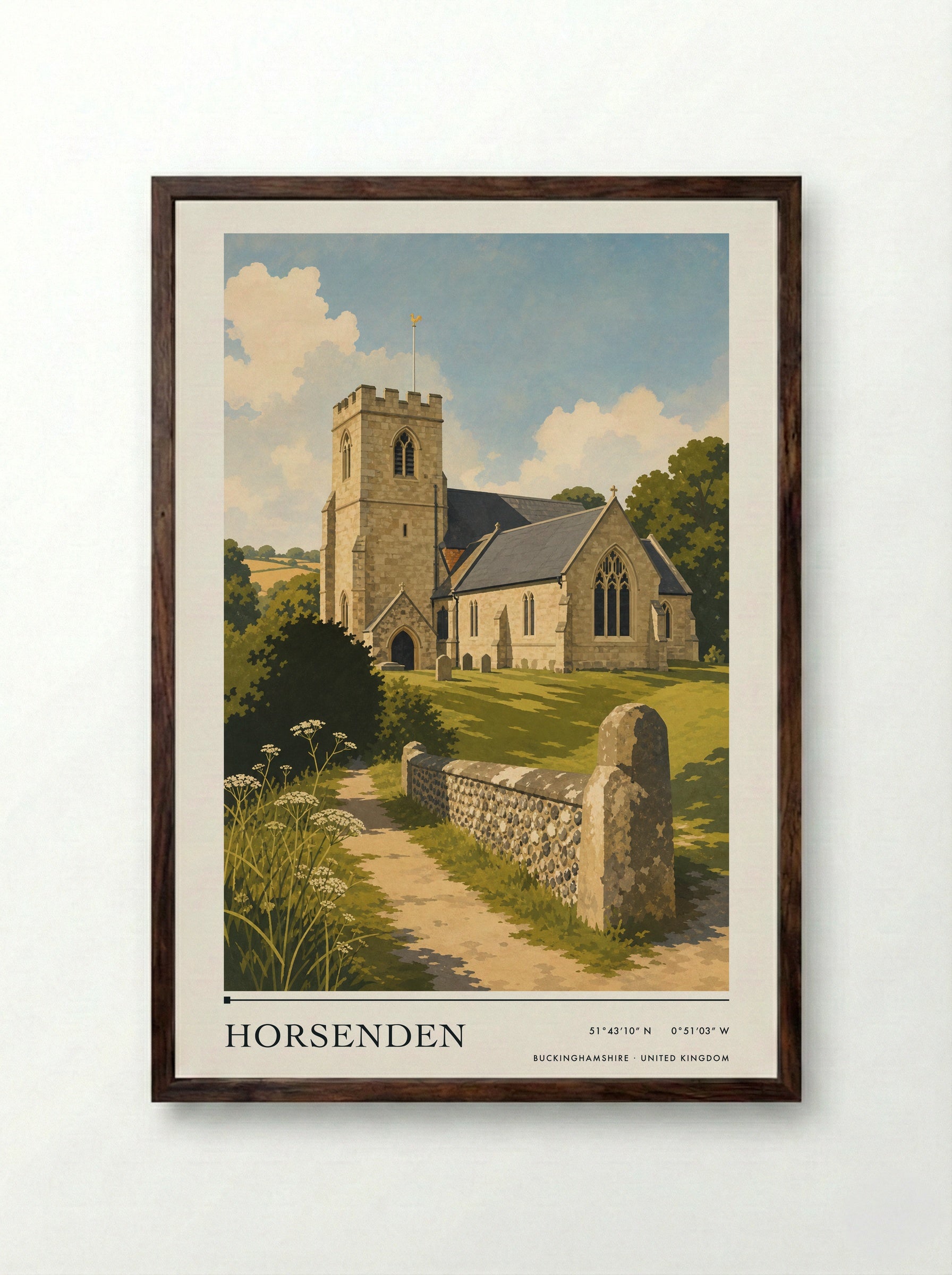 Horsenden Buckinghamshire United Kingdom Travel Poster - Framed Print Dark Wood