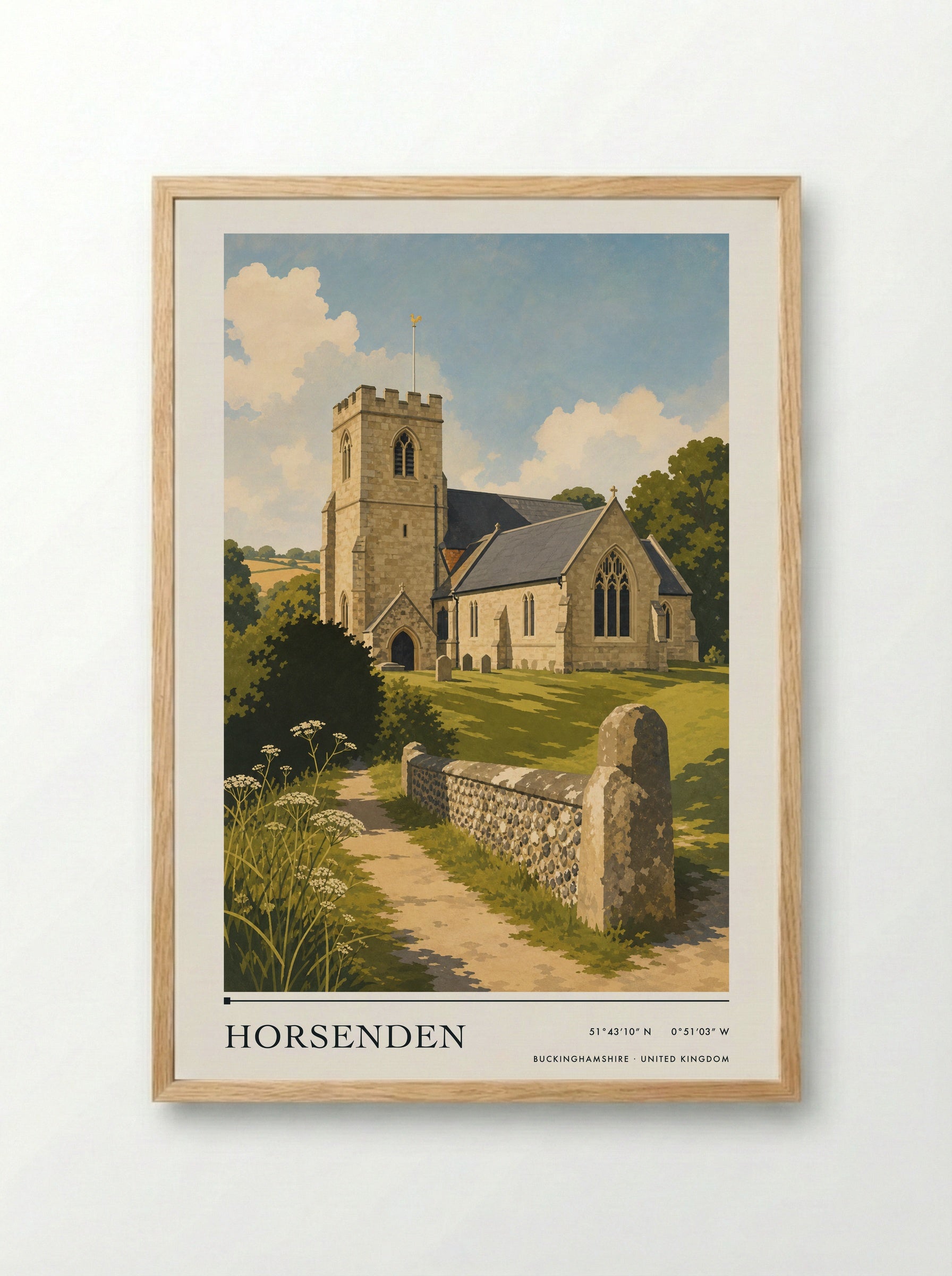 Horsenden Buckinghamshire United Kingdom Travel Poster - Framed Print Wood