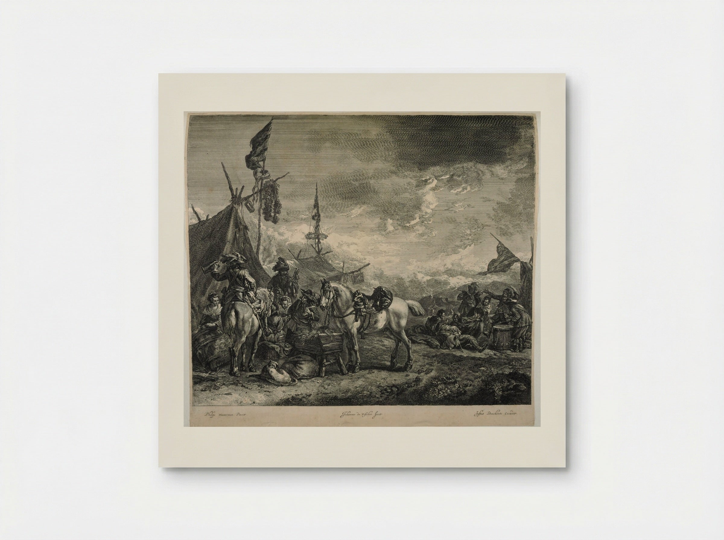 Horses at a Trough - Johannes Visscher - Poster