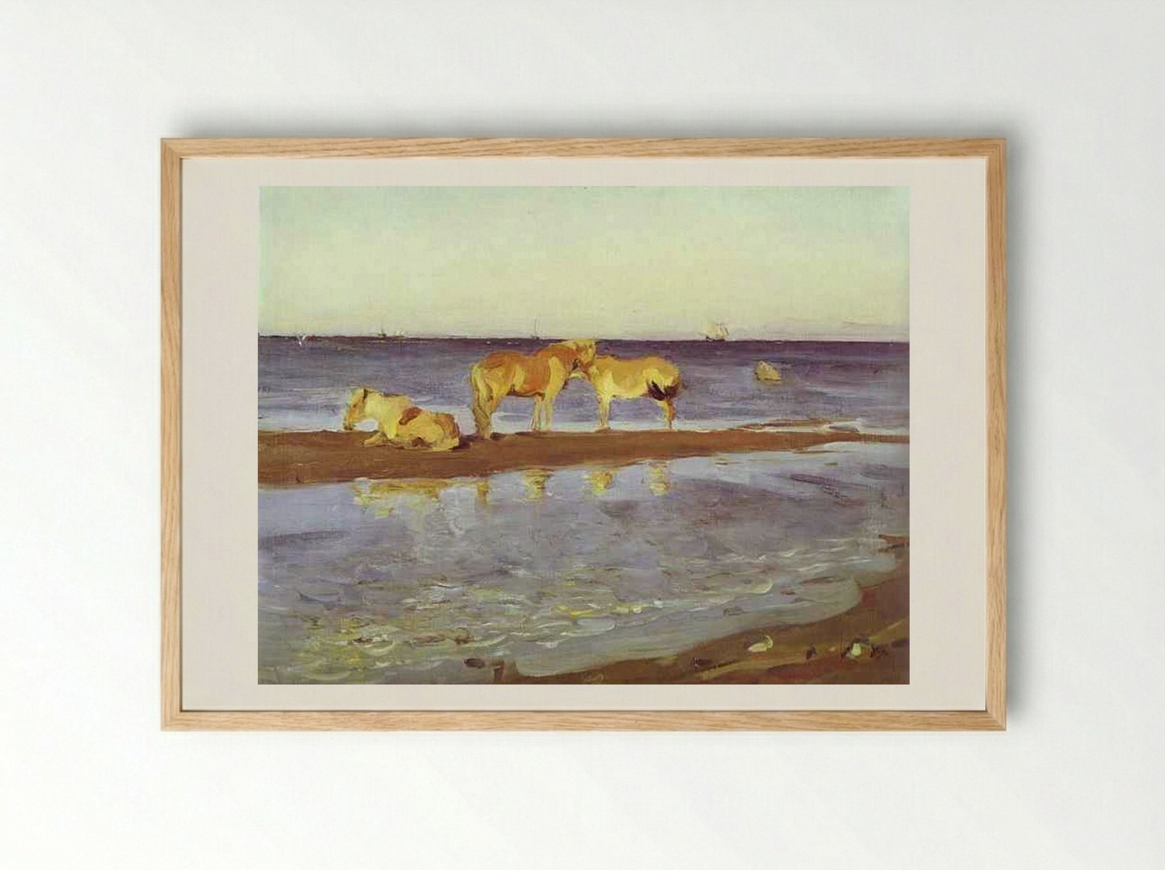 Horses on a Shore - Valentin Serov - Framed Print Wood