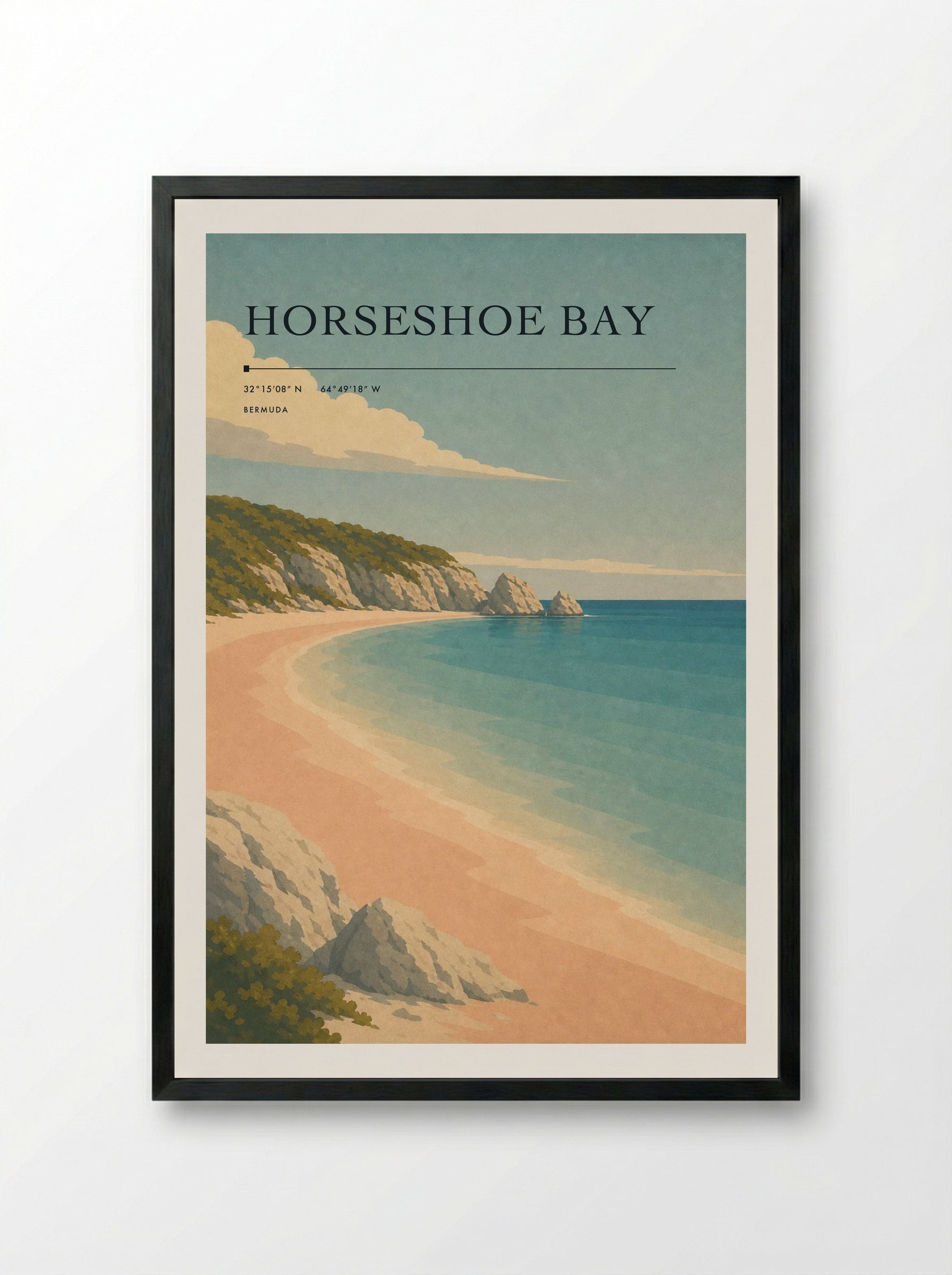 Horseshoe Bay Travel Poster Artwork - Framed Print Black