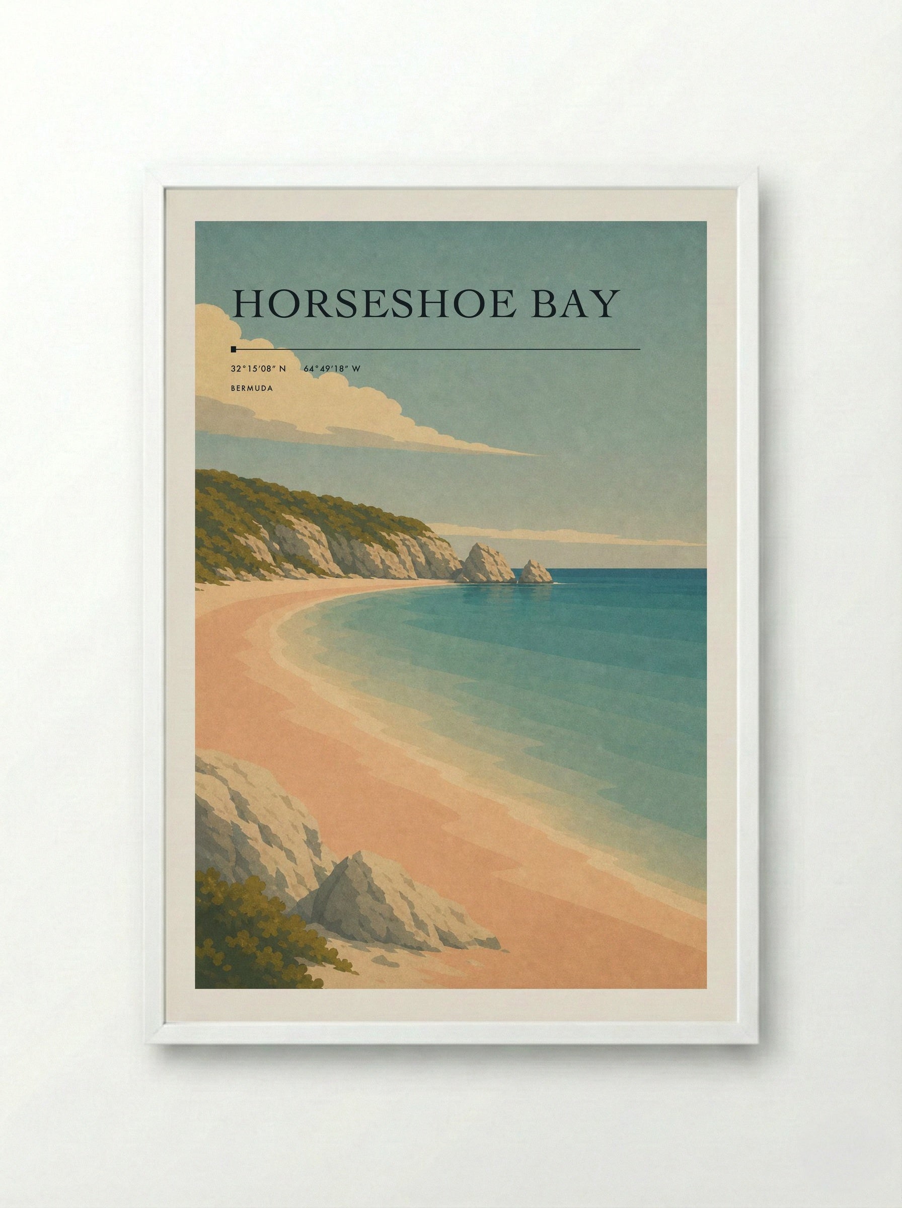 Horseshoe Bay Travel Poster Artwork - Framed Print White