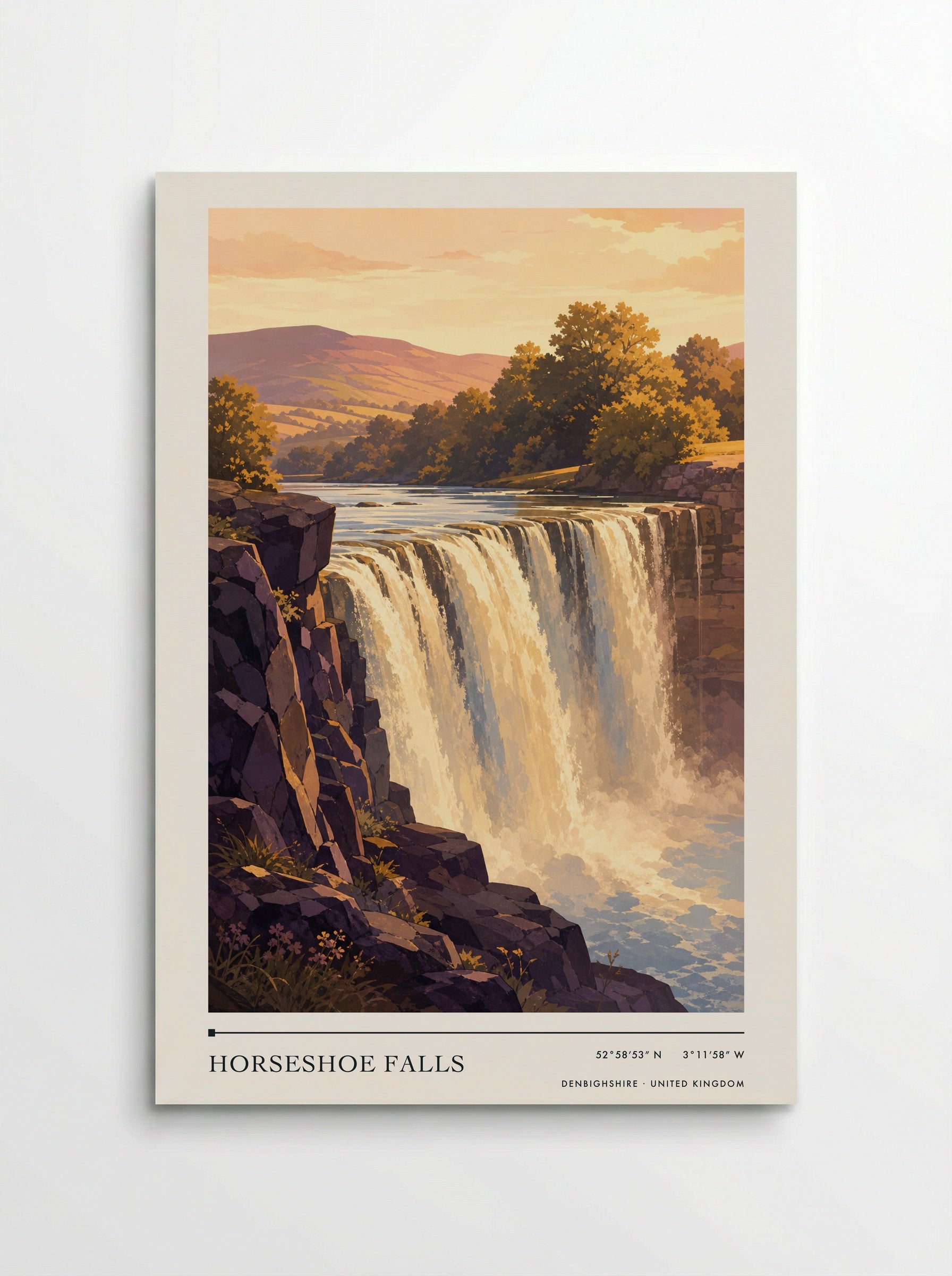 Horseshoe Falls Denbighshire United Kingdom Travel Poster - Poster