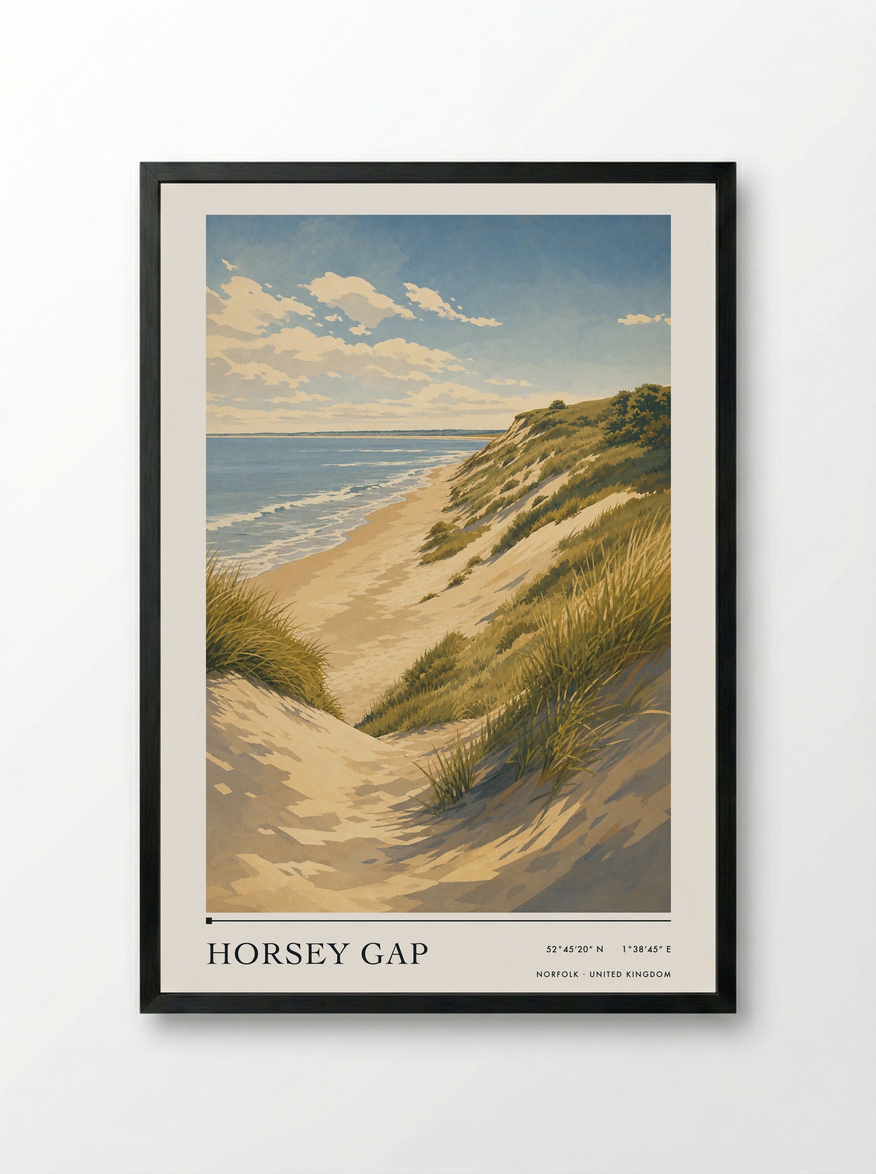 Horsey Gap Norfolk United Kingdom Travel Poster - Framed Print Black