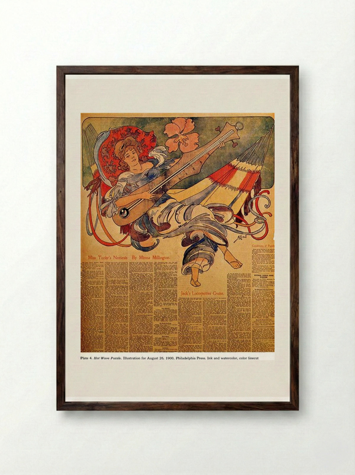 Hot Wave Puzzle - John French Sloan - Framed Print Dark Wood