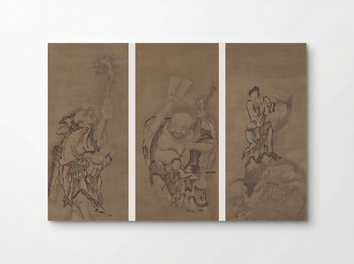 Hotei with Daoist Immortals - Kyūseki Tomonobu - Poster