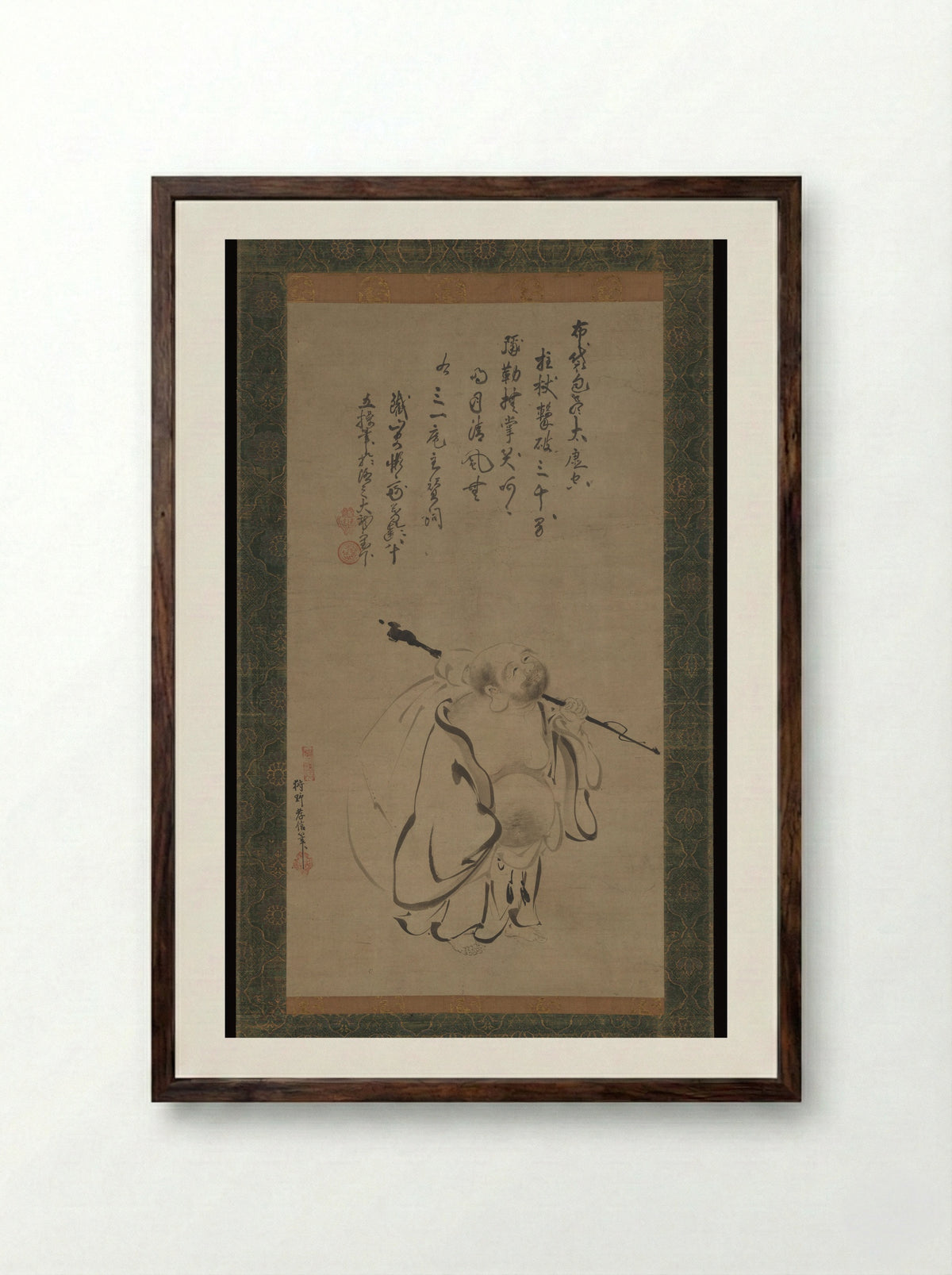 Hotei - Kano Takanobu - Framed Print Dark Wood