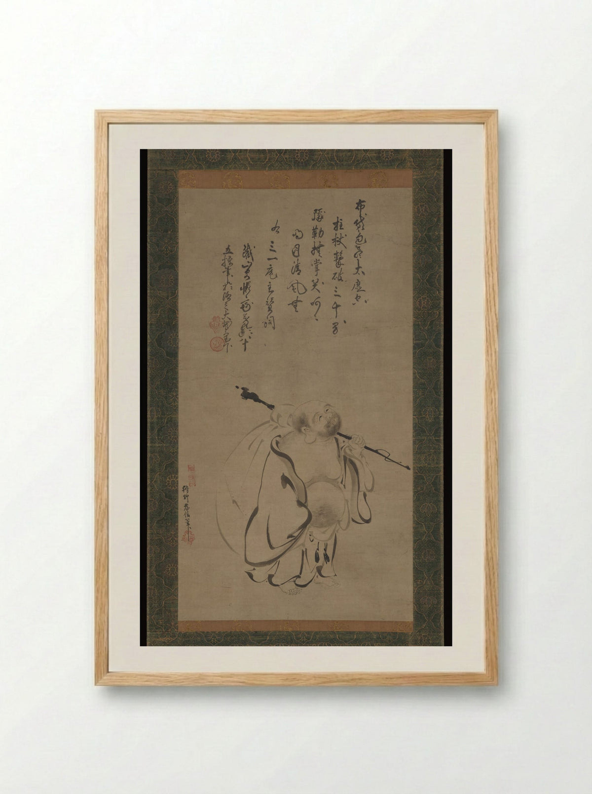 Hotei - Kano Takanobu - Framed Print Wood