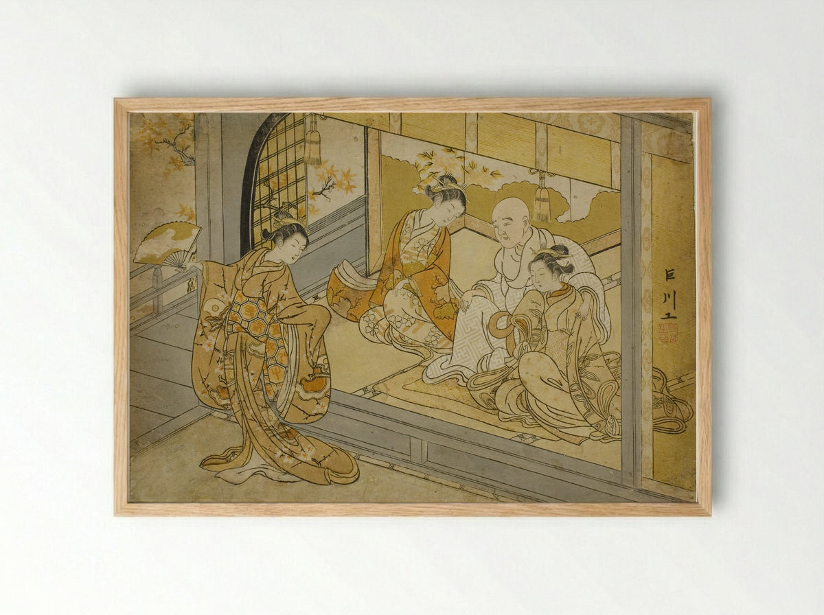 Hotoke Gozen Dancing before Taira no Kiyomori - Suzuki Harunobu - Framed Print Wood
