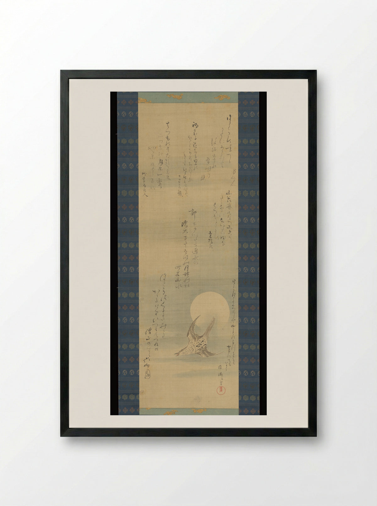 Hototogisu (Cuckoo and Moon) - Kubo Shunman - Framed Print Black