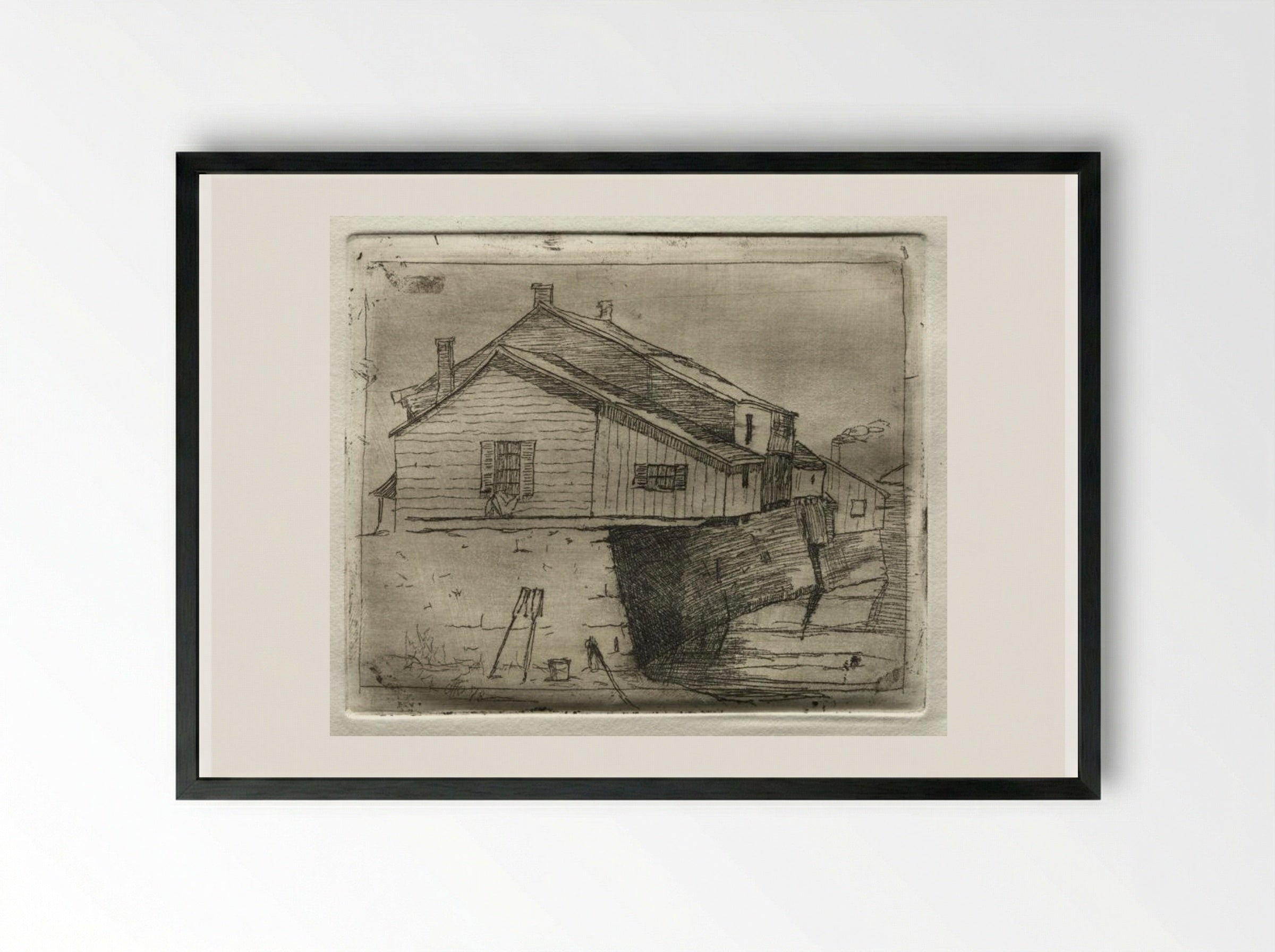 House Over Water - Otto H. Bacher - Framed Print Black