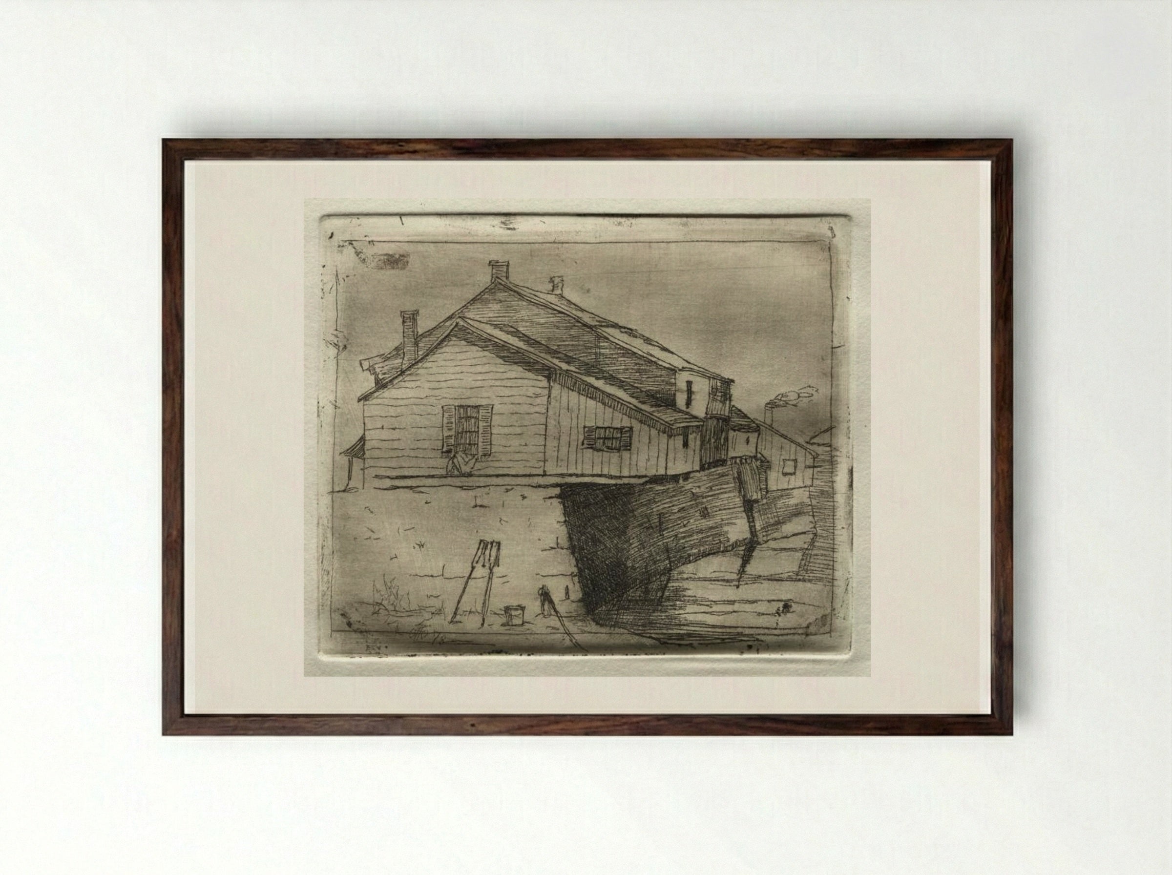 House Over Water - Otto H. Bacher - Framed Print Dark Wood
