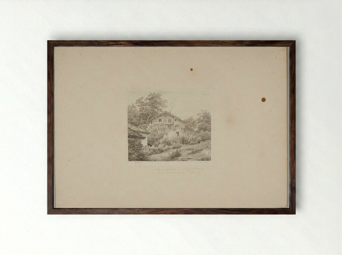 House Surrounded by Trees - Thomas Fearnley - Framed Print Dark Wood