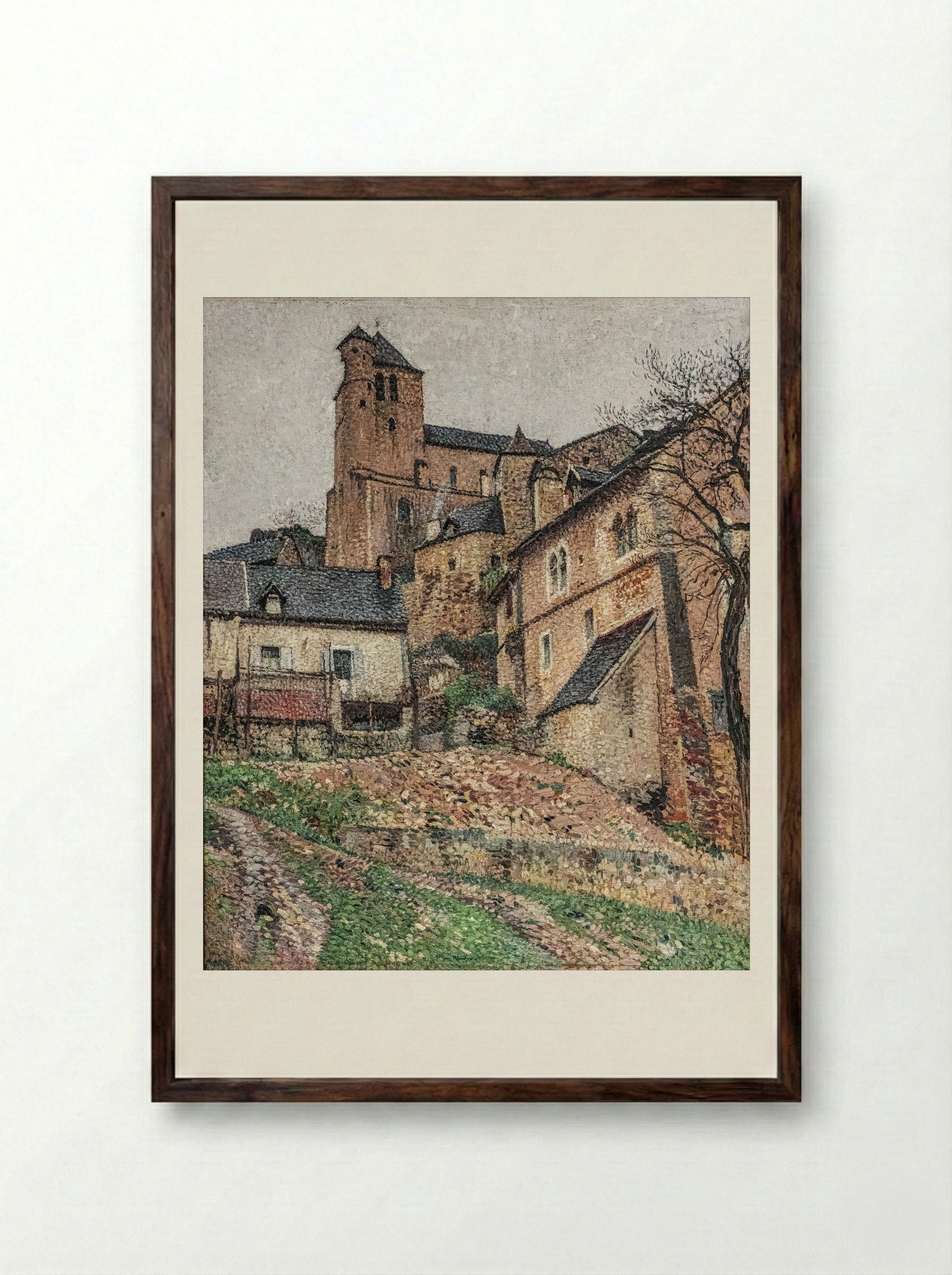 House and Garden at Saint-Cirq-Lapopie - Henri Martin - Framed Print Dark Wood