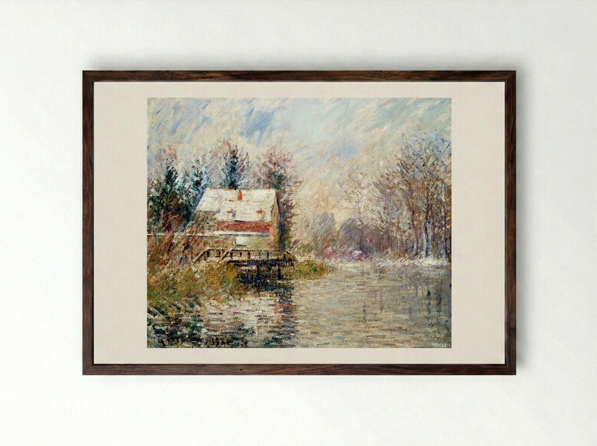 House by the Water - Gustave Loiseau - Framed Print Dark Wood
